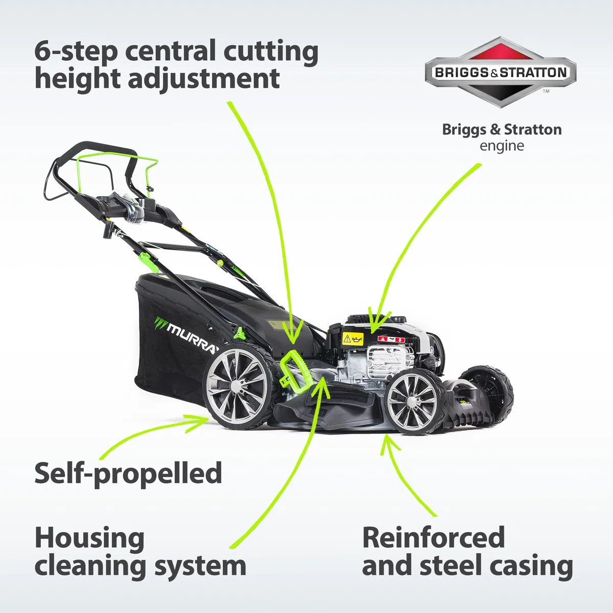 Murray Kosiarka benzynowa EQ2-500X 4 w 1 20"/51 cm z łatwym rozruchem i wydajnym silnikiem 575EX Briggs & Stratton, Czarna
