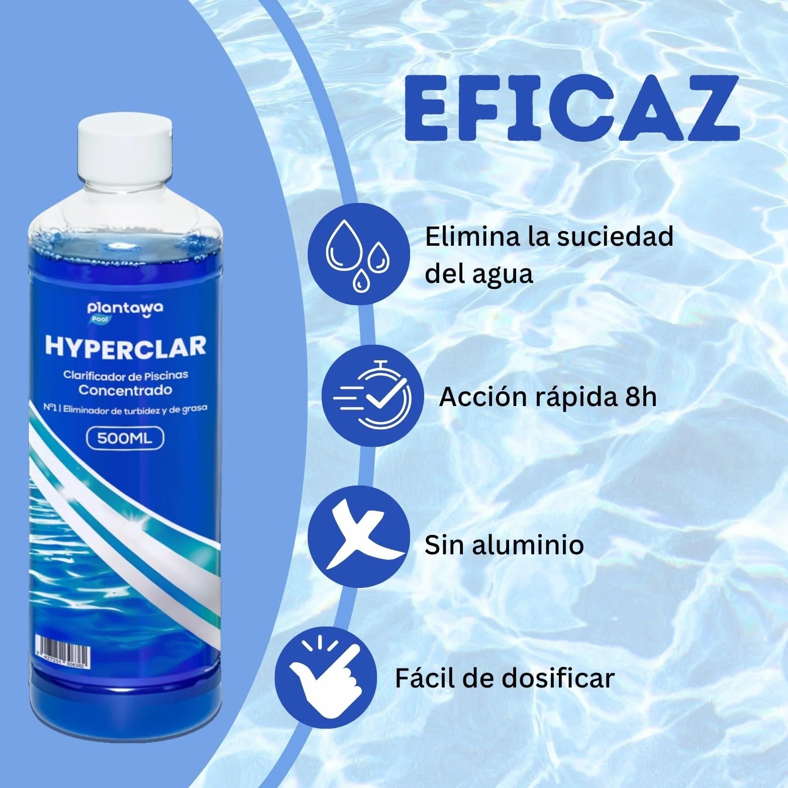 PLANTAWA oczyszczacz do basenu 500 ml skoncentrowany klarowanie wody