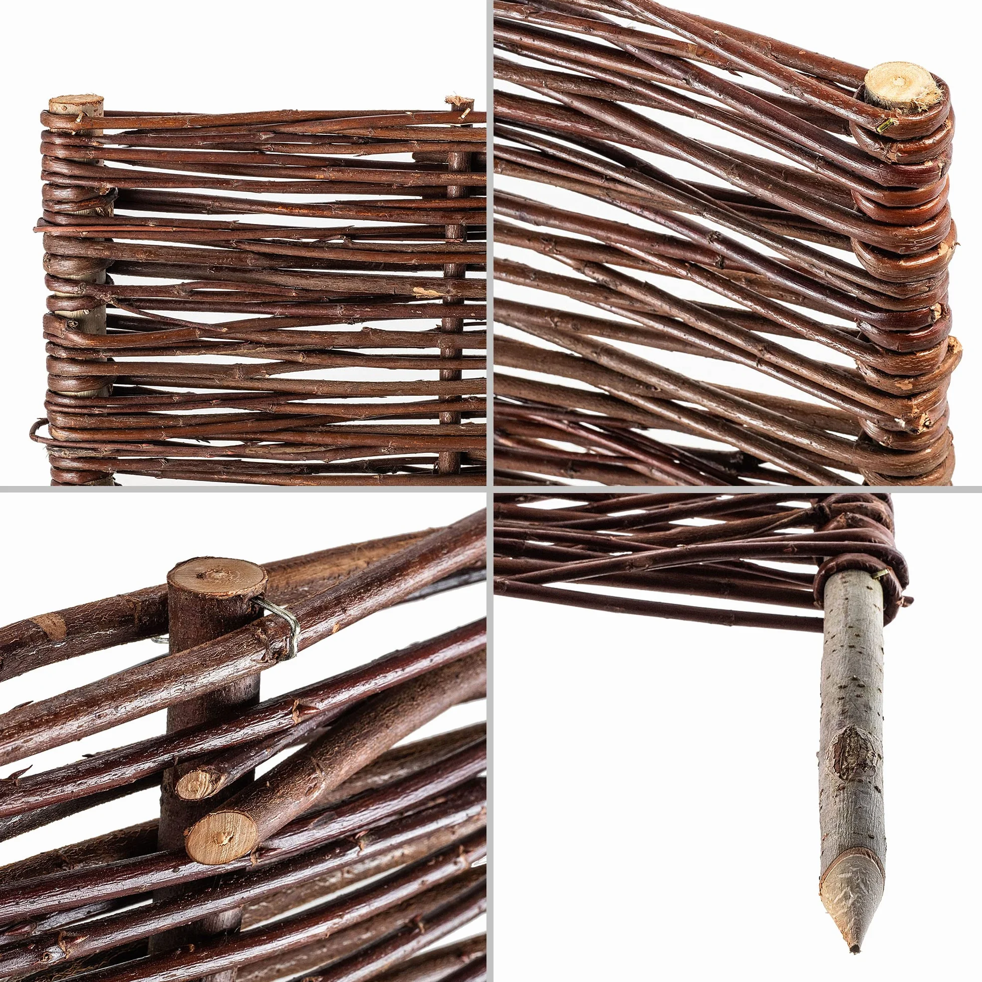 KADAX Zestaw 10 szt. obrzeże ogrodowe wiklinowe 120x20 cm, do rabat, ścieżek i trawnika, naturalny wygląd i estetyczne wykończenie