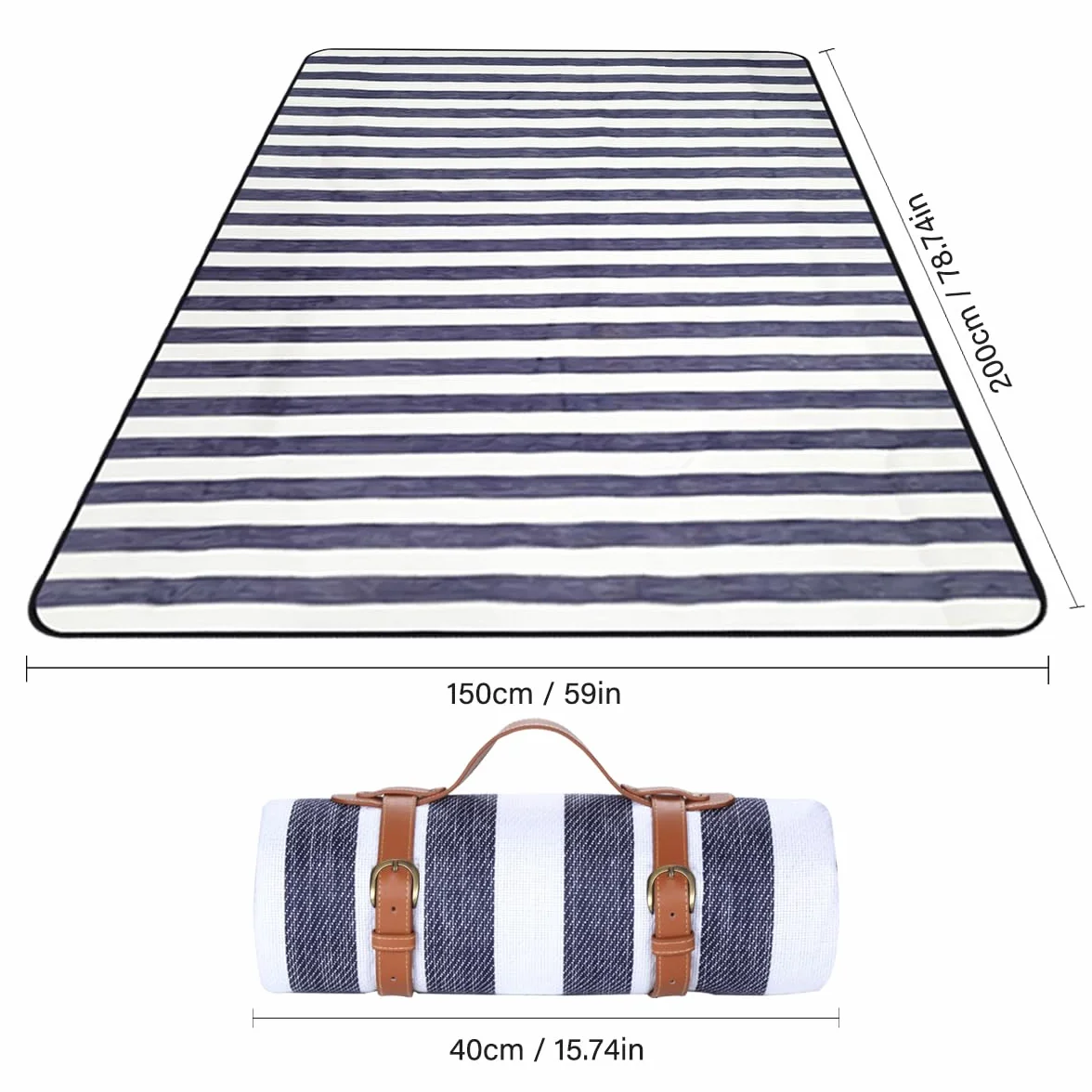 LIYUABU Koc piknikowy 150 x 200 cm, wodoszczelny, przenośny, bardzo duży koc plażowy, odporny na piasek, izolowany z uchwytem do noszenia, idealny na piknik/outdoor/kemping/plażę/park