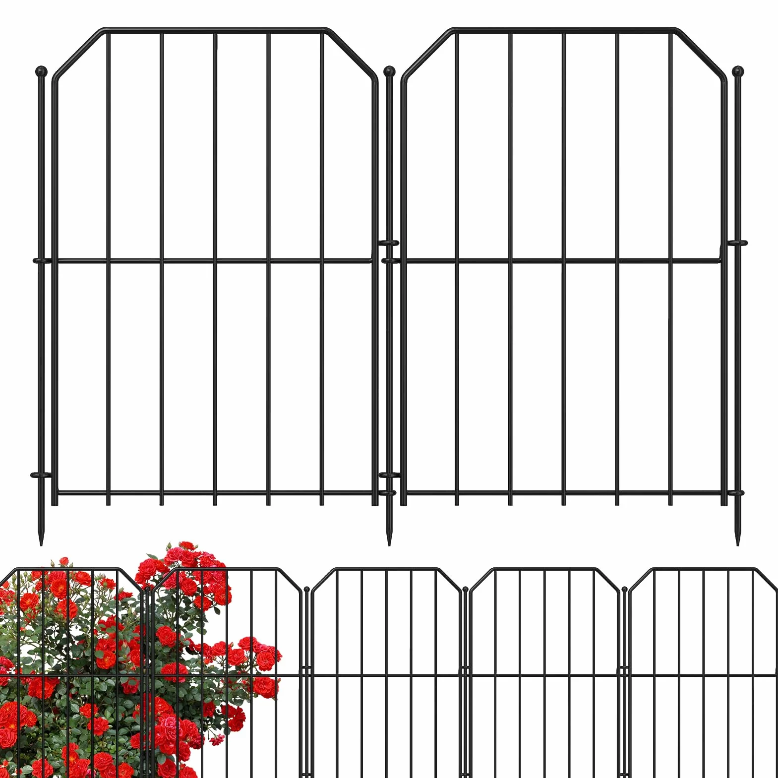 YeabettOgrodzenie dekoracyjne metalowe bariera zwierząt 31 cm × 41 cm, 19 szt., ogrodzenie dla psa na zewnątrz