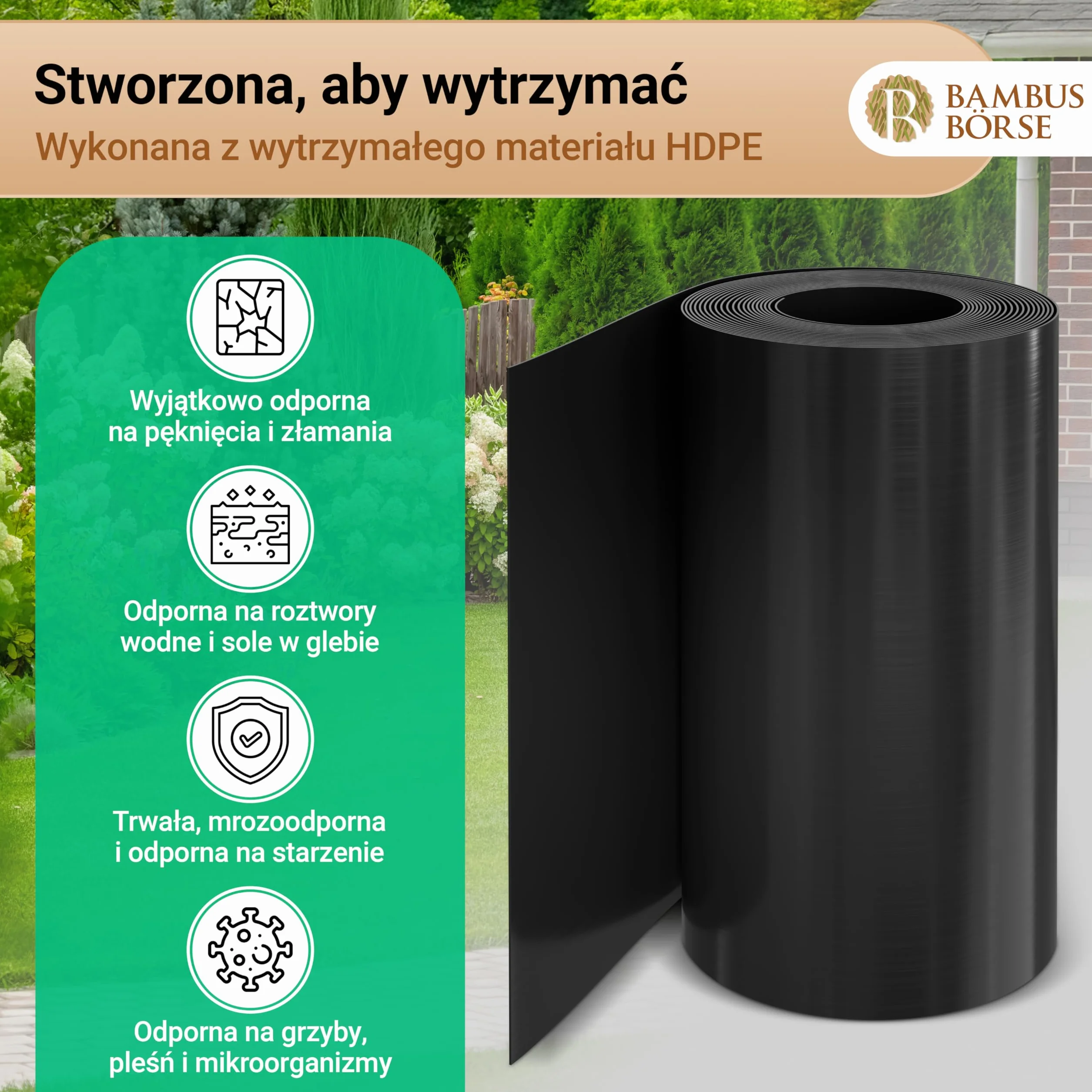 Ogranicznik korzeniowy Bariera kłącza 2 mm 70 cm 7 m