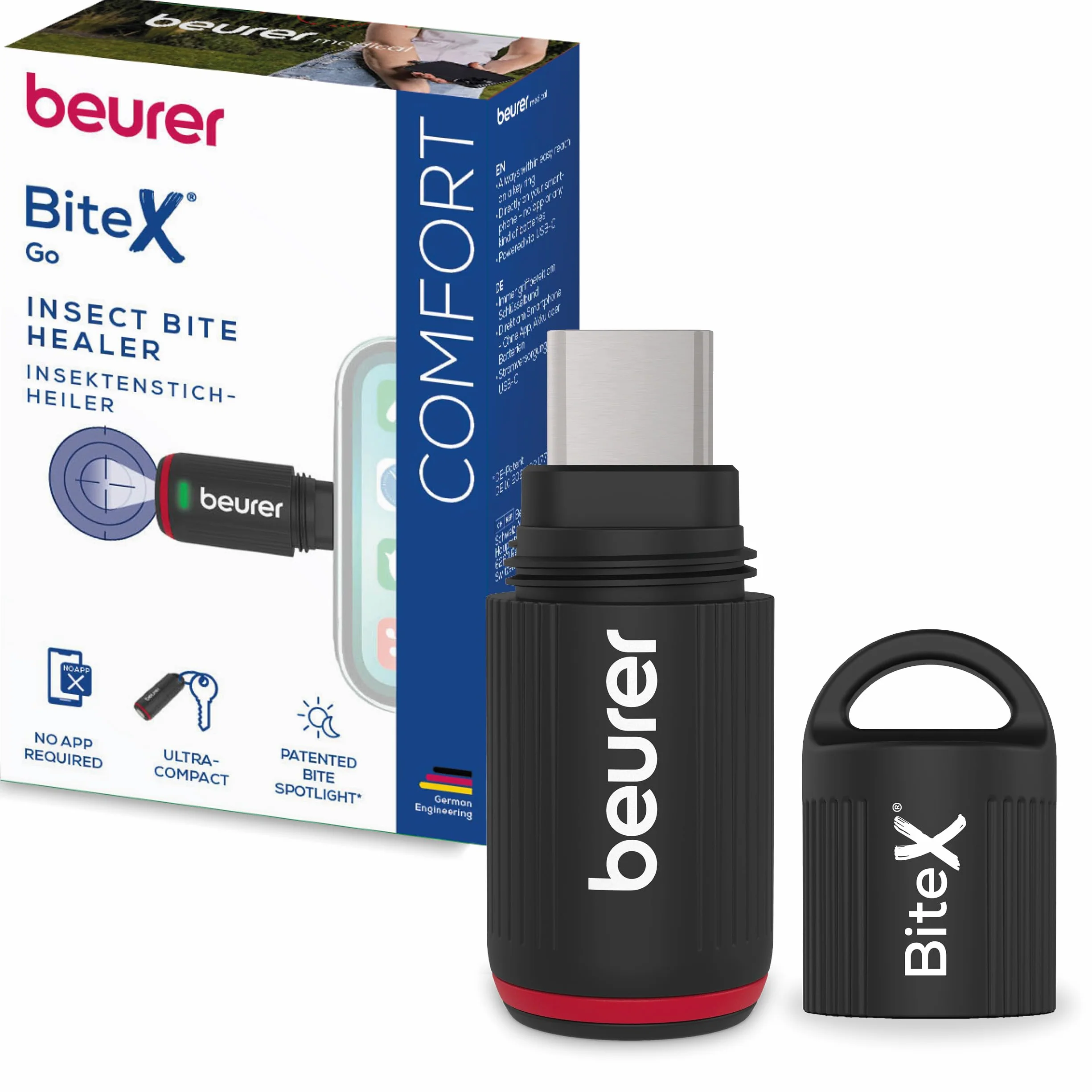 Beurer BiteX Go Deep Black środek na ukąszenia owadów do smartfona USB-C