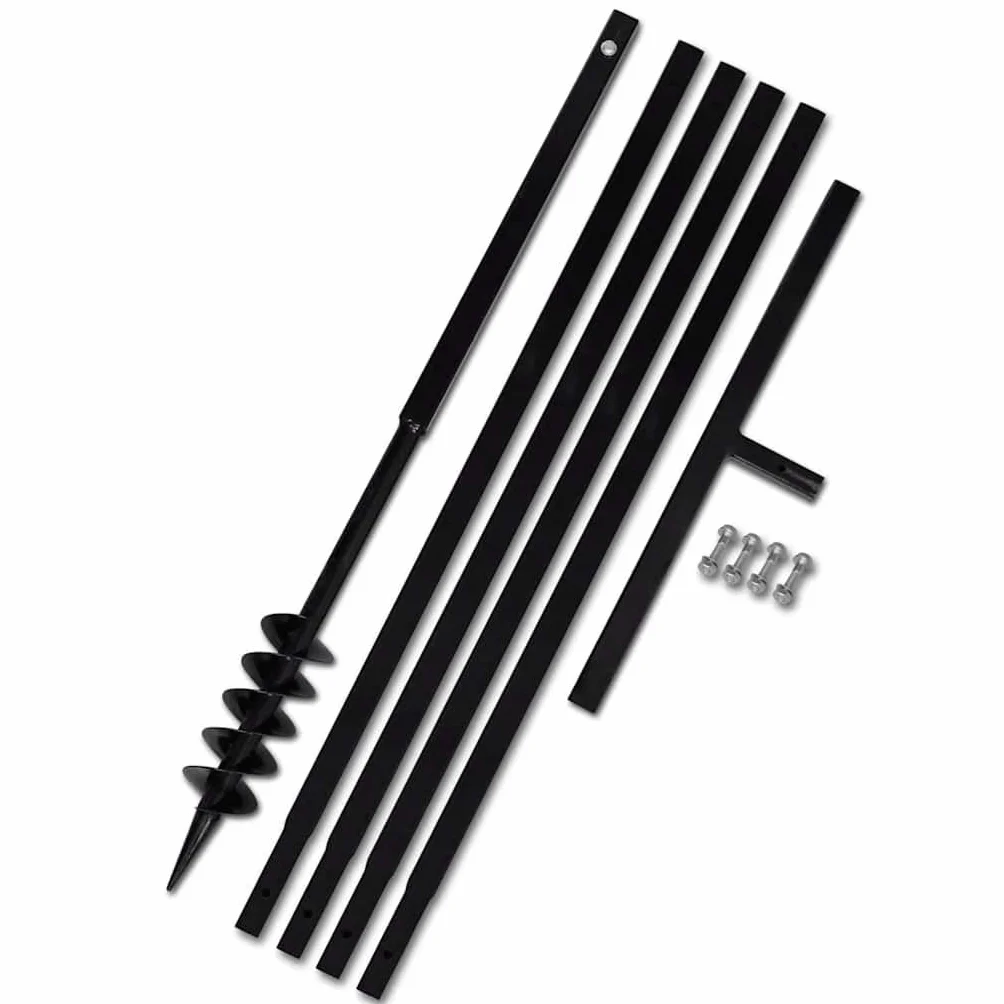 vidaXL Świder glebowy z uchwytem, 80 mm, przedłużany, 5 m, stal