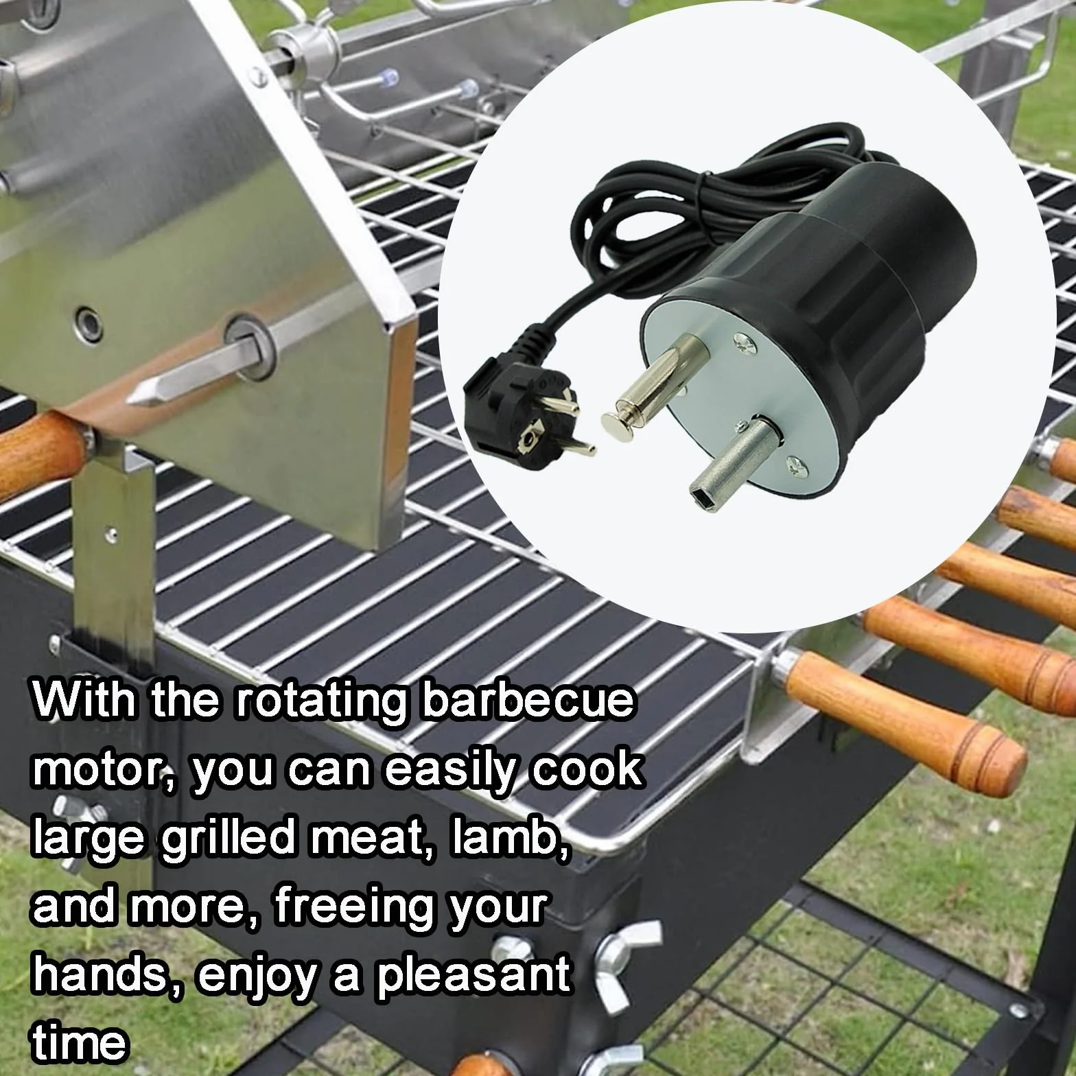 GAESHOW Silnik do grilla FD801B ABS Barbecue Rotator, grill elektryczny, maszyna do grilla, akcesoria do użytku na zewnątrz, wtyczka UE, 250 V, kolor czarny