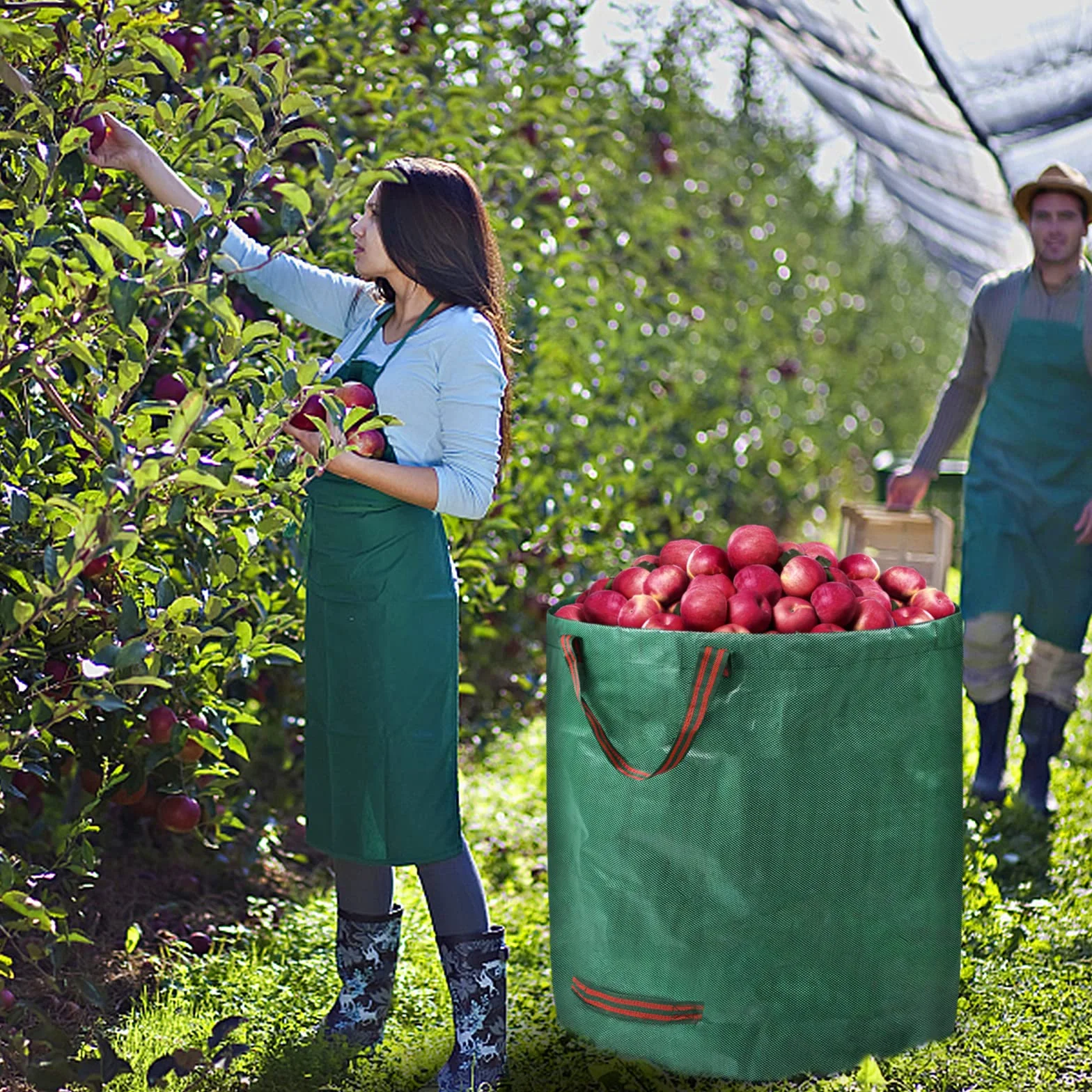 Froadp 272L Składane Worki na Odpady Zielone Ogrodowe 150g/m² PP Przenośny Worek na Liście z Uchwytami Duży Worek na Trawę Ogrodowy na Liście z Trawy Zielone Pojemnik na Odpady ogrodowe (6 szt)