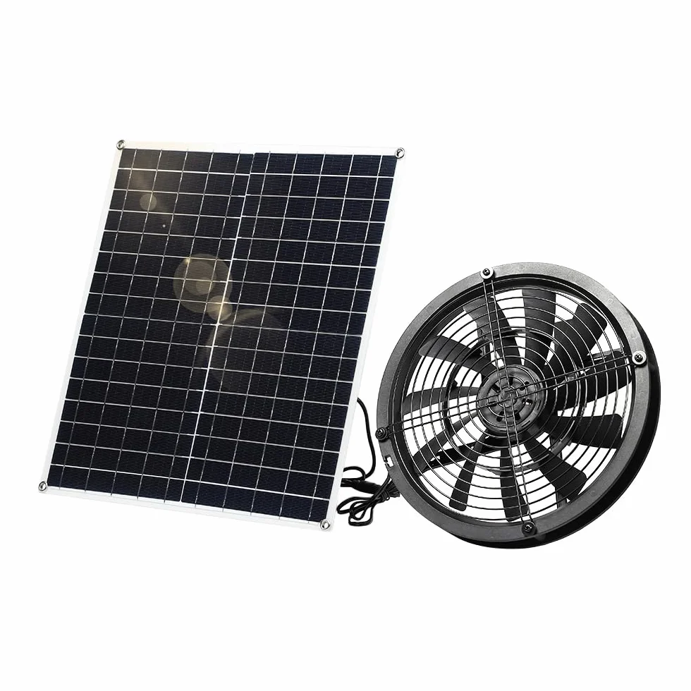 Wentylator solarny, 20 W, odporny na warunki atmosferyczne, zasilany energią słoneczną z wentylatorem DC, do małych kurników, szklarni, szop, domów dla zwierząt domowych, okien