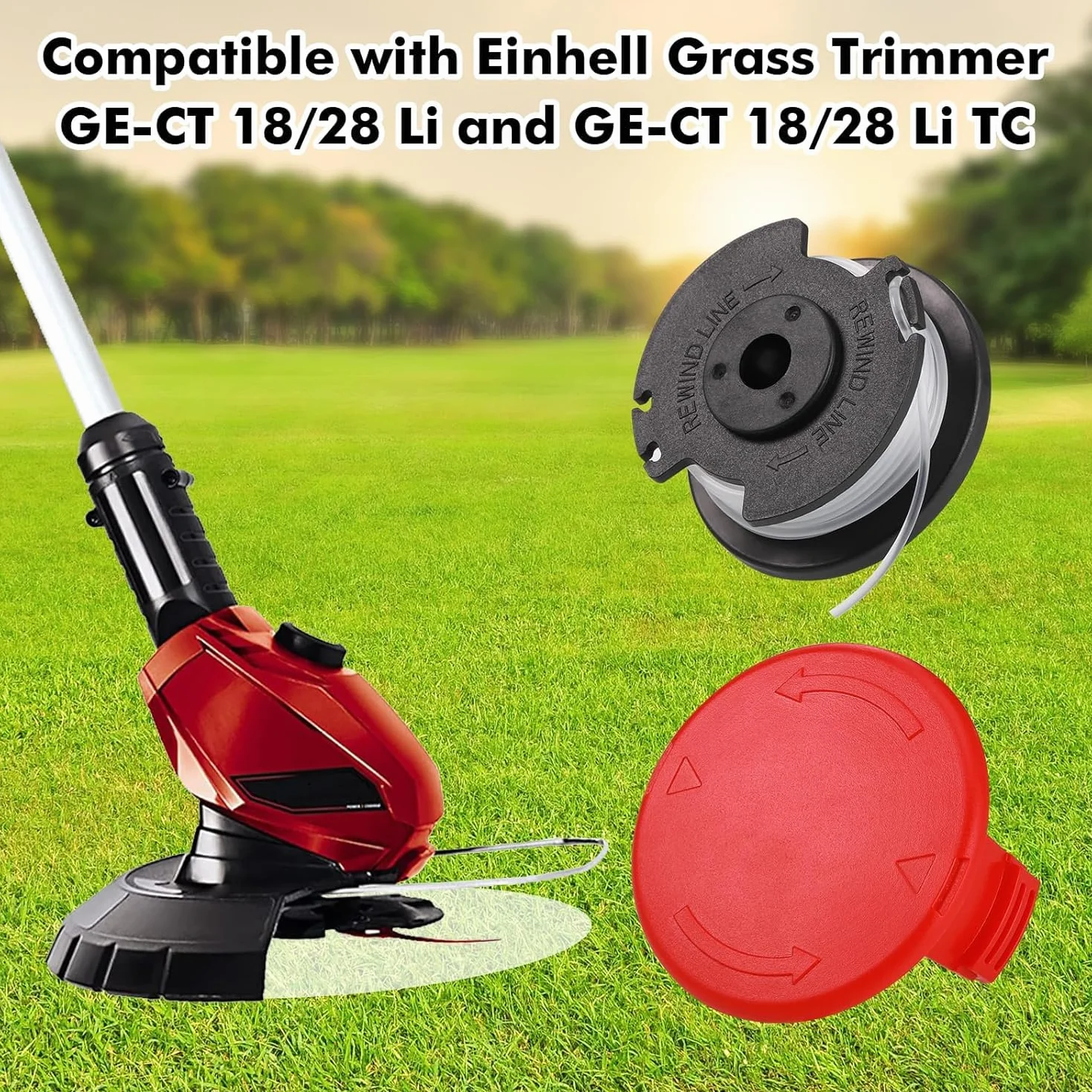Zocipro 6 szt. szpula do podkaszarki do Ein-hell GE-CT 18/28 Li TC, szpule żyłki do podkaszarki 1,6 mm z pokrywą, kompatybilny z Ein-hell TLE-03