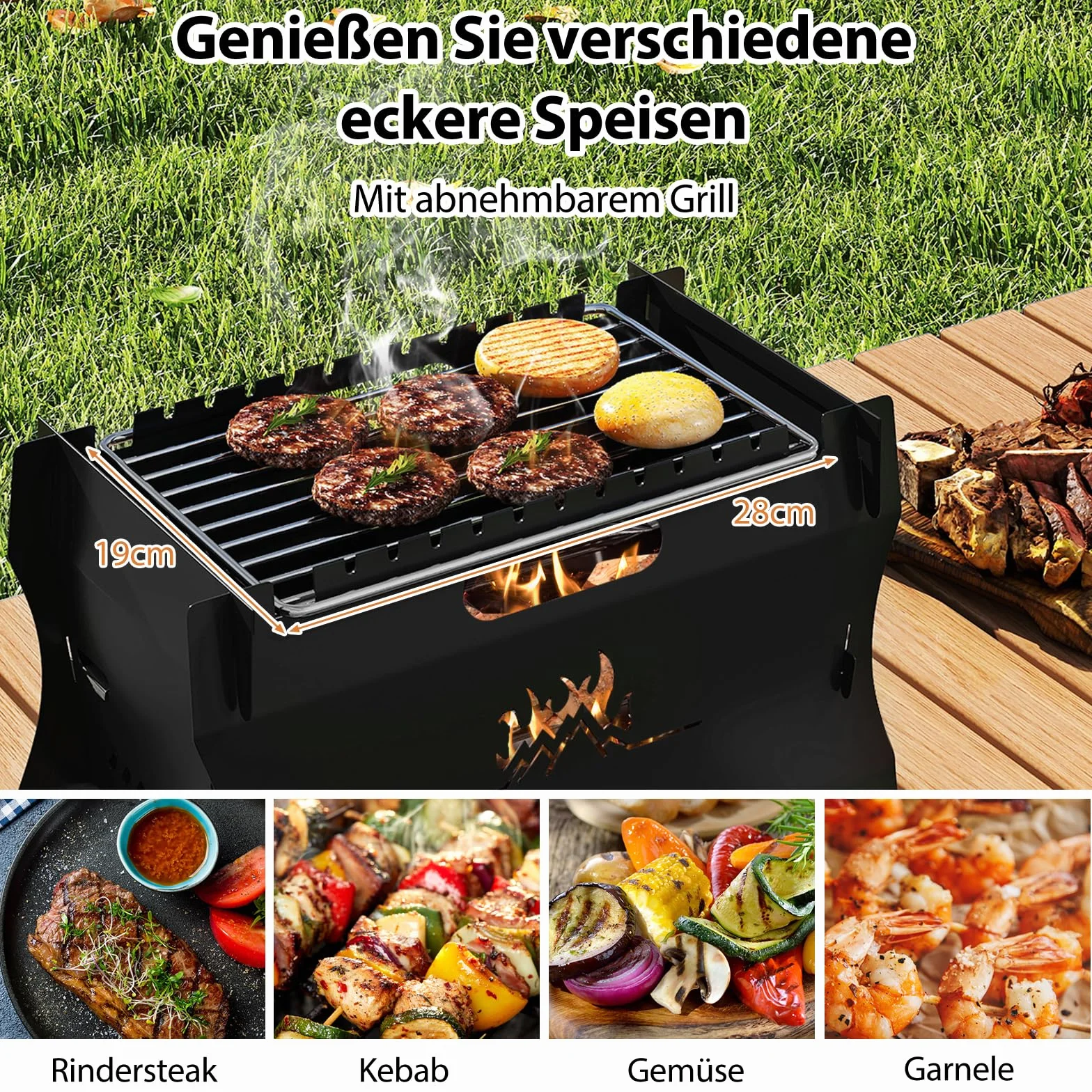 COSTWAY 2w1 Grill na Węgiel Drzewny i Gazowy, Przenośny Palenisko ze Stali Nierdzewnej z Torbą