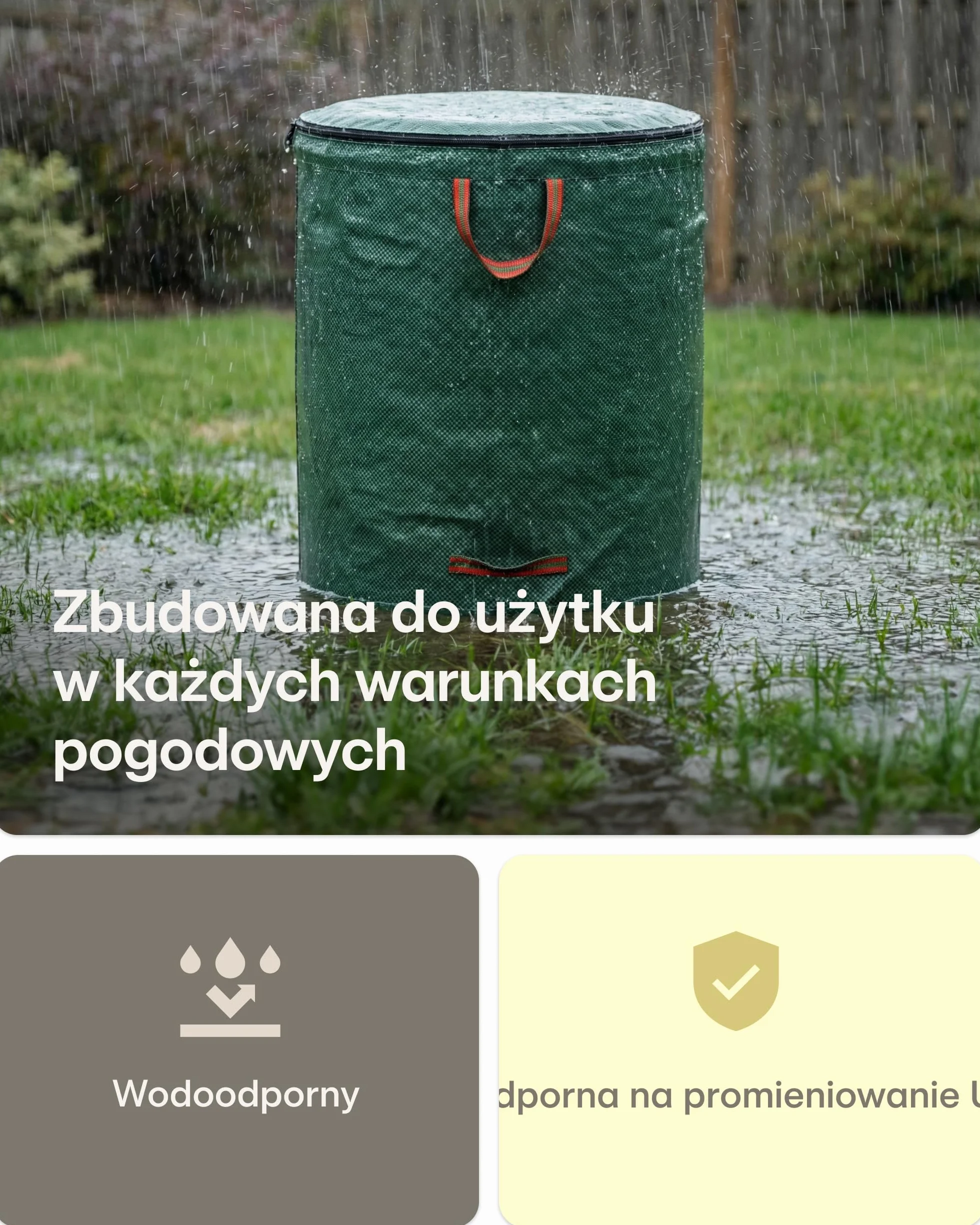 3x Worki Na Odpady Ogrodowe Wielokrotnego Użytku Z Uchwytami I Zamkiem Błyskawicznym Z Pokrywą 300l - Stabilne - Składane - Wytrzymały Polipropylen