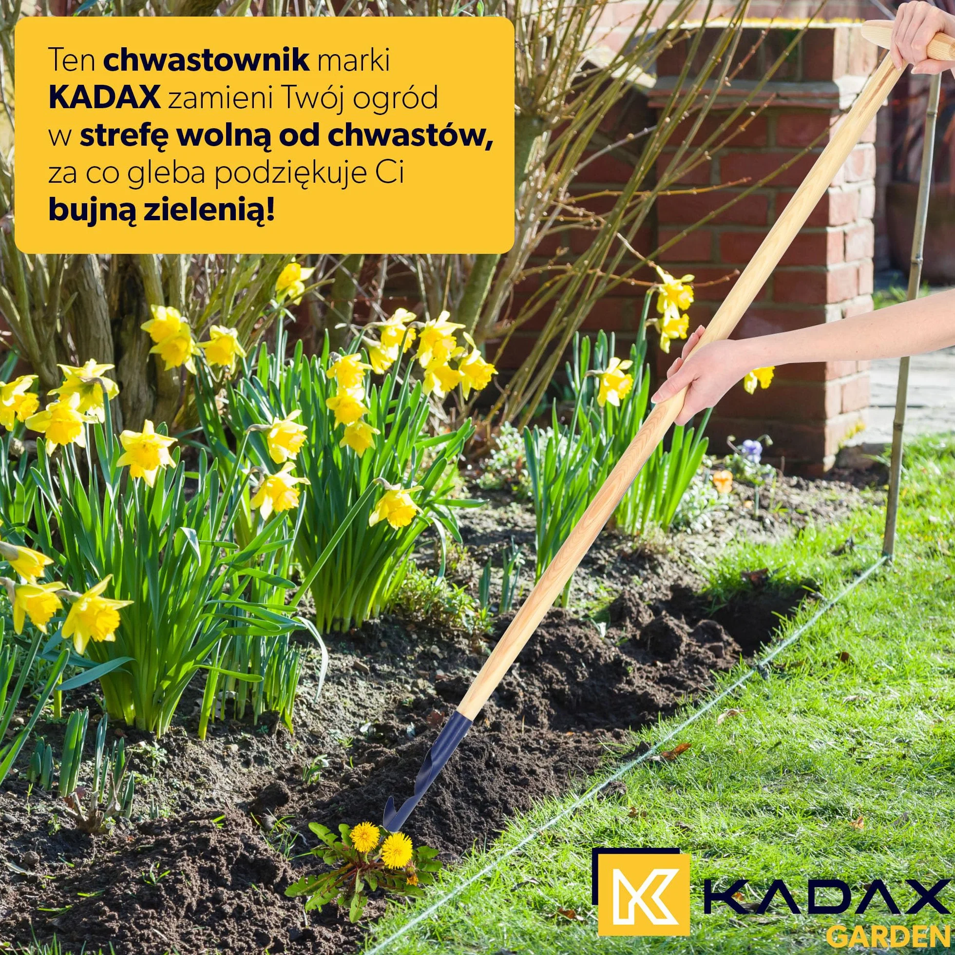 KADAX Metalowy wyrywacz do chwastów z głowicą spiralną, ręczny, 116 cm, niebieski
