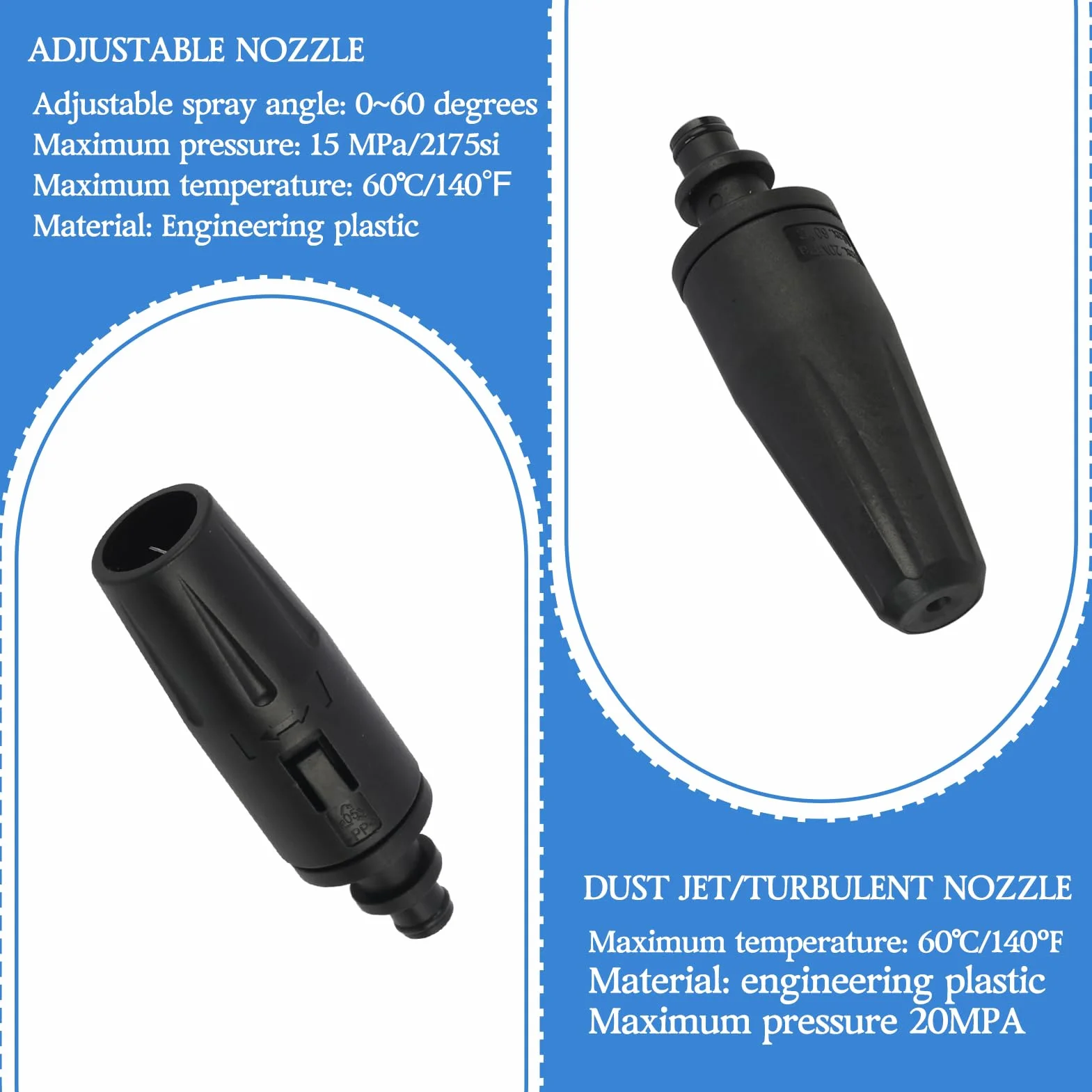 Lanca dysza wysokociśnieniowa, wymienna lanca do myjki wysokociśnieniowej, kompatybilna z Kärcher K2, K3, K4, K5, K6, K7, z regulowaną dyszą i dwoma wymiennymi dyszami