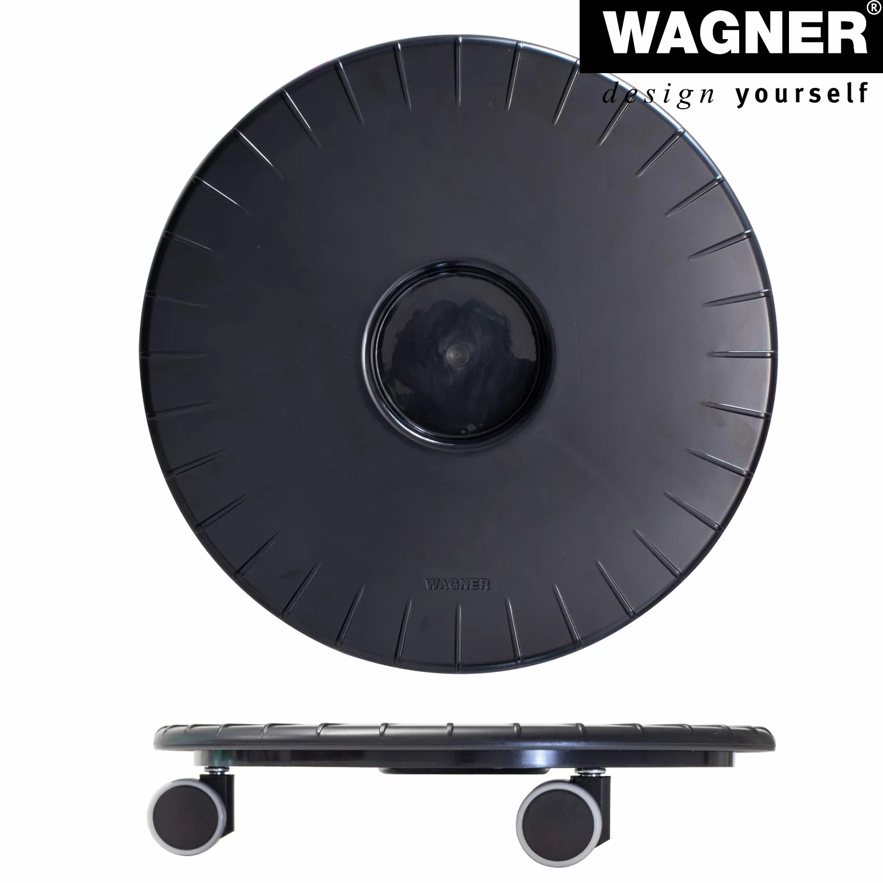 WAGNER Flat 20044901 wózek na rośliny Ø 30 x 6 cm, do użytku w pomieszczeniach, czarny I płaska rolka z tworzywa sztucznego ABS, odporna na działanie wody, udźwig 80 kg