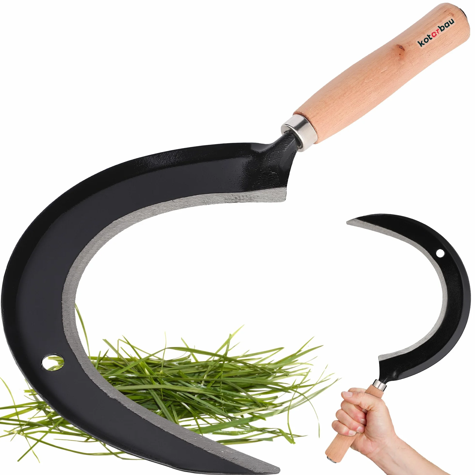 KOTARBAU® Półksiężyc okrągły sierp ogrodowy sierp ogrodowy kuty sierp sierp sierp kuty sierp kosy 235 mm