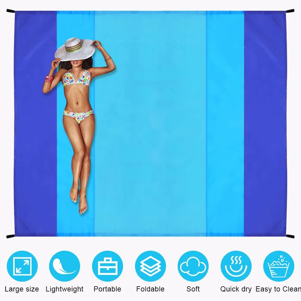 Ainiv Koc plażowy wodoodporny 210 x 200 cm duży ręcznik z torbą