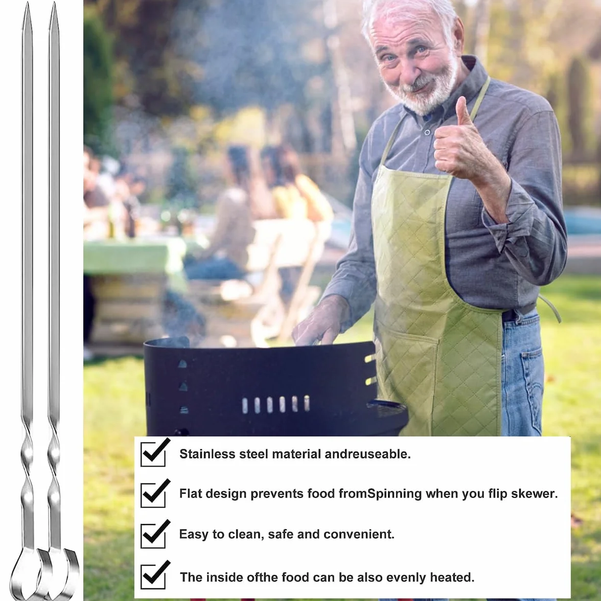 Płaskie szaszłyki do grilla 30 cm wielokrotnego użytku Kabob BBQ