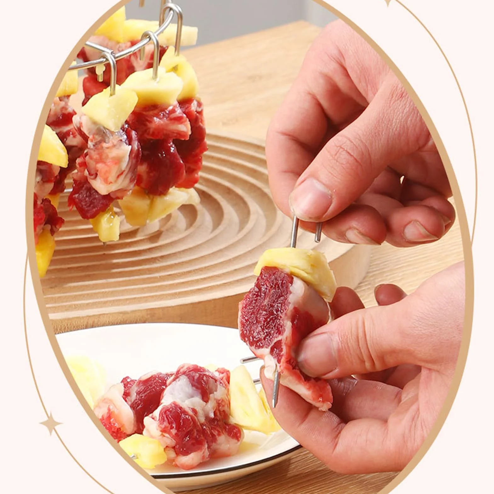 Szasz?yki do frytkownicy bezolejowej, do ze stali nierdzewnej, pionowe szasz?yki do gotowania kurczaka mi?sa z bekonu grillu, akcesoria do grillowania i pieczenia