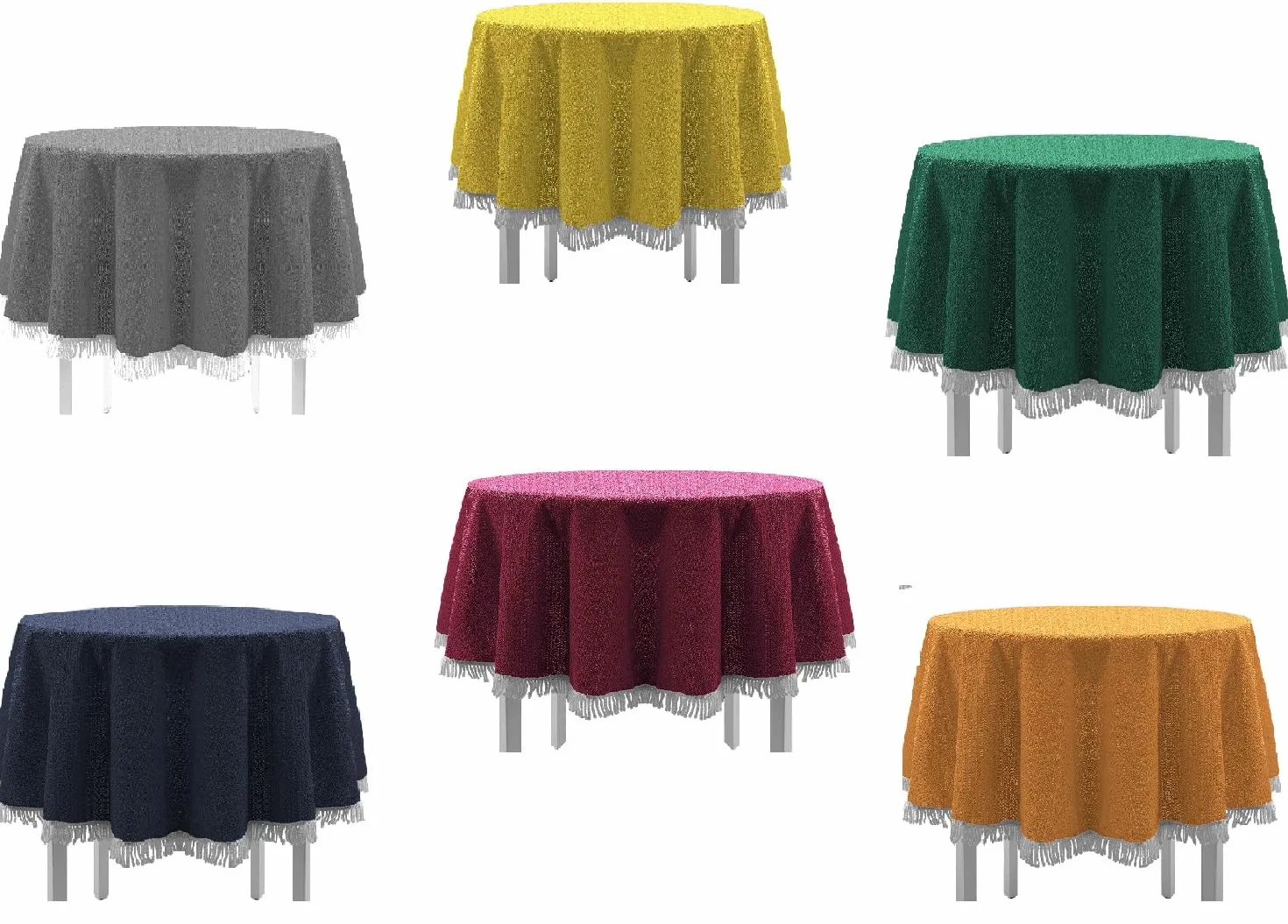 EXKLUSIV HEIMTEXTIL Classic obrus na stół ogrodowy z frędzlami 130 cm niebieski