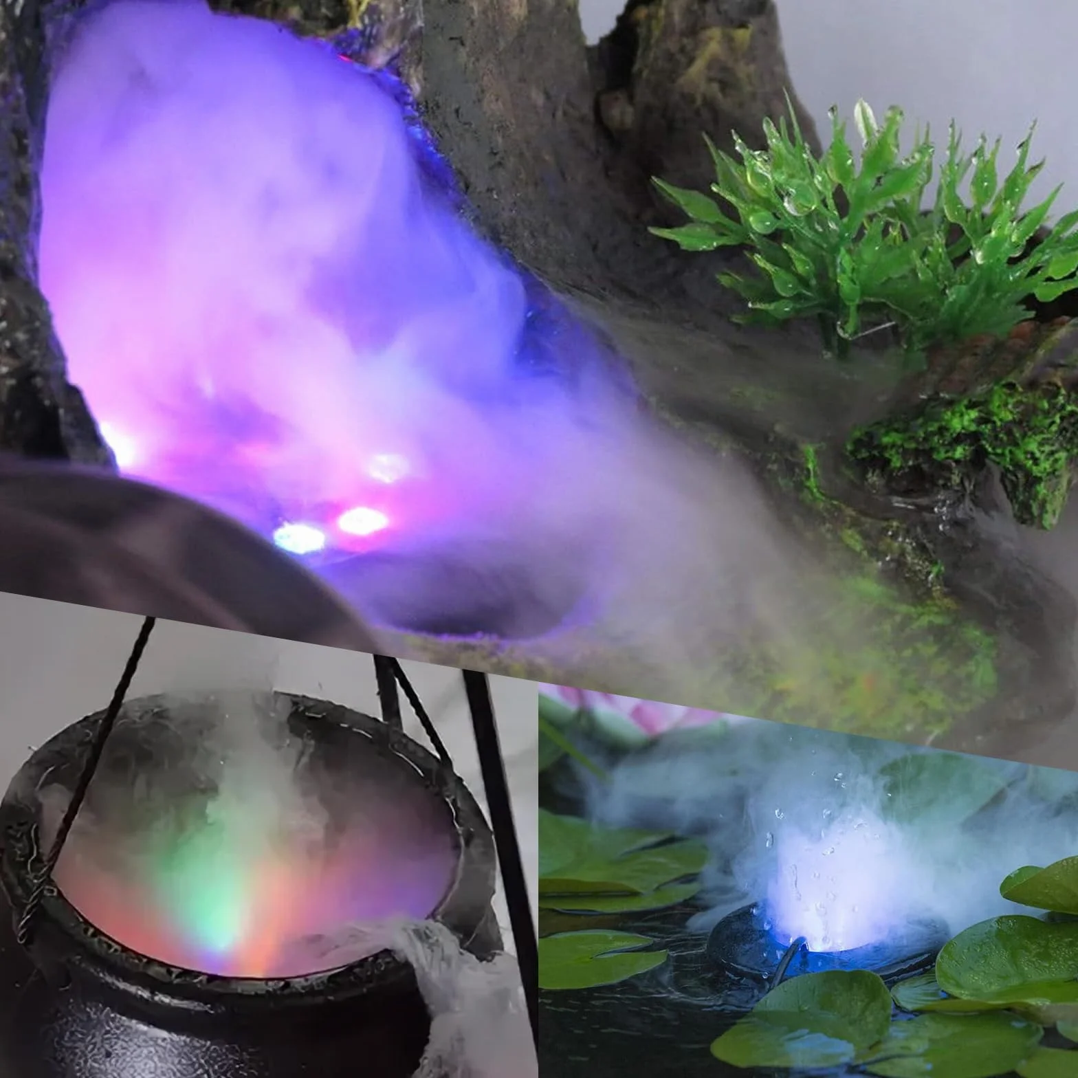 Ultradźwiękowy nebulizator, 350 ml/h, mini wytwornica mgły z 12 diodami LED, maker, mgiełka wodna, regulowana barza do wytwarzania mgły ze zdejmowaną ochroną przed pryskaniem, do fontanny, stawu