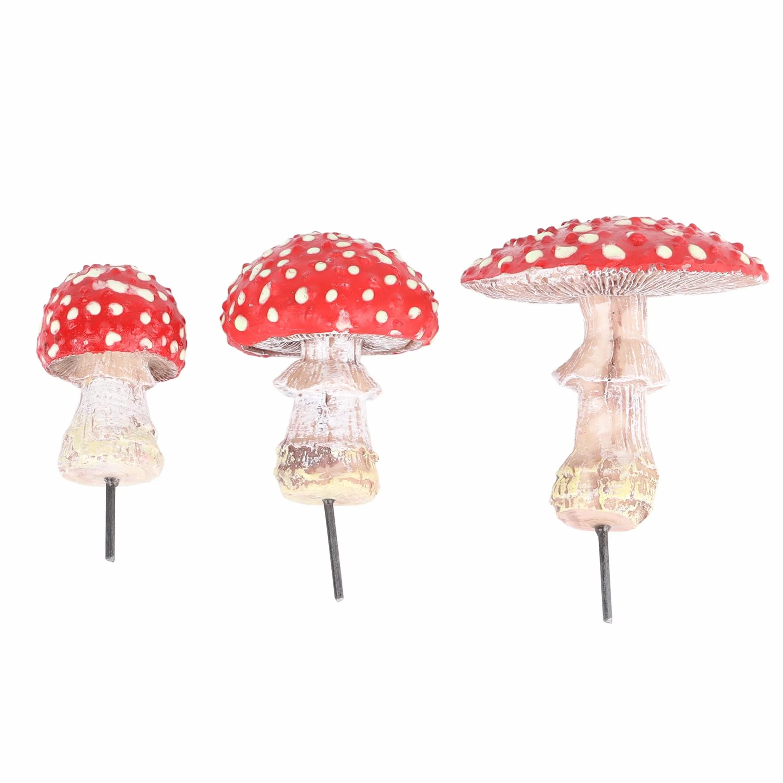 Zestaw 3 bajkowych miniaturowych figurek grzybów ogrodowych, świecące miniaturowe figurki grzybów, akcesoria artystyczne do ogrodu, na podwórko, czerwone grzyby, dekoracja trawnika