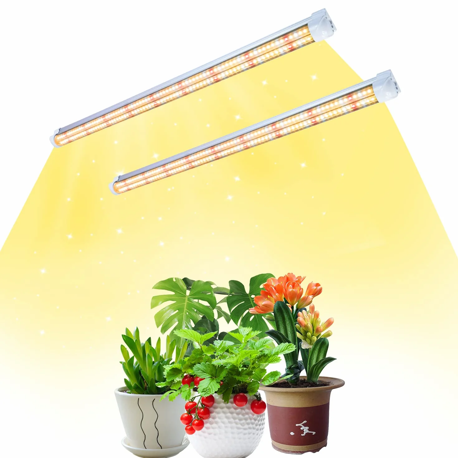 Niello T8 Pflanzenlampe LED, 4-Pack Vollspektrum Grow Lampe für Zimmerpflanzen, 60cm 72w 660 nm / 3000 K / 6500 K Pflanzenlicht Daisy Chain Design for Aussaat, Grow Shelves (T8)
