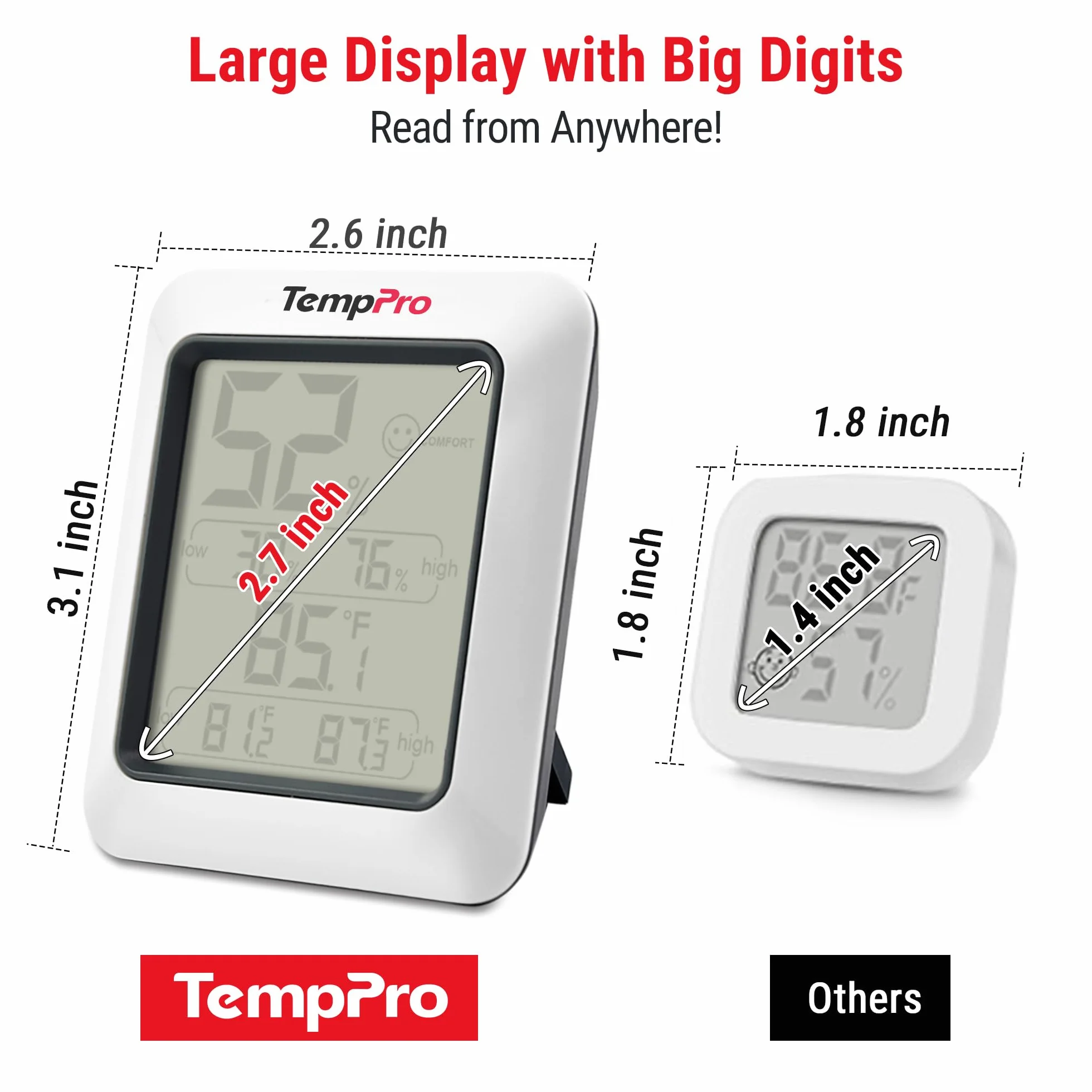 ThermoPro TP50 cyfrowy termohigrometr higrometr termometr pokojowy termometr pokojowy z zapisem i wskaźnikiem klimatu w pomieszczeniu do kontroli klimatu w pomieszczeniu monitor klimatu