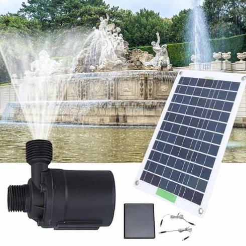 Solarna pompa fontannowa, monokrystaliczna pompa do stawu słonecznego 100 W, niski poziom hałasu, pompa solarna do fontanny wodnej z silnikiem 12 V DC, energooszczędna pompa solarna do ogrodu