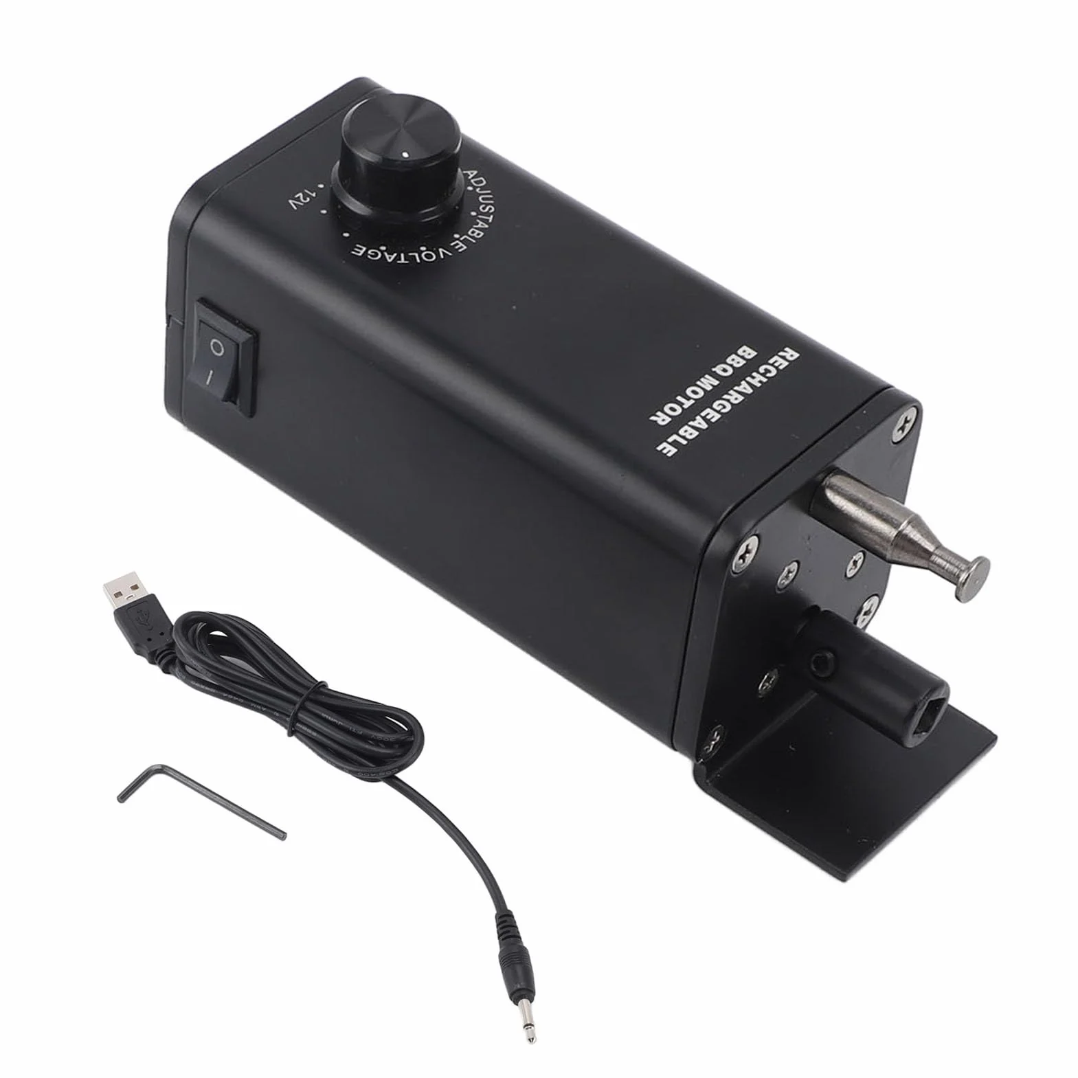 Silnik Rożna do Grilla ze Stopu Aluminium, Regulowany Akumulator Uniwersalny do Grilla o Mocy 10 W, 3 do 12 V, Elektryczny Zamienny Silnik do Rożna, Silnik do Grilla Elektrycznego