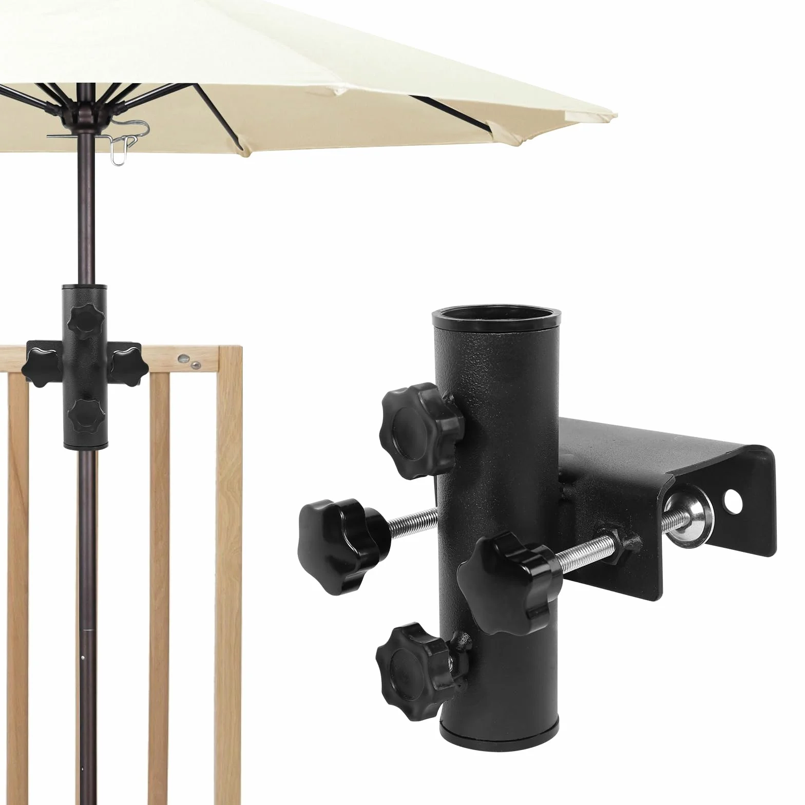 Uchwyt na parasol przeciwsłoneczny, poręcz balkonowa, uchwyt zaciskowy, uniwersalny uchwyt na balustradę balkonową