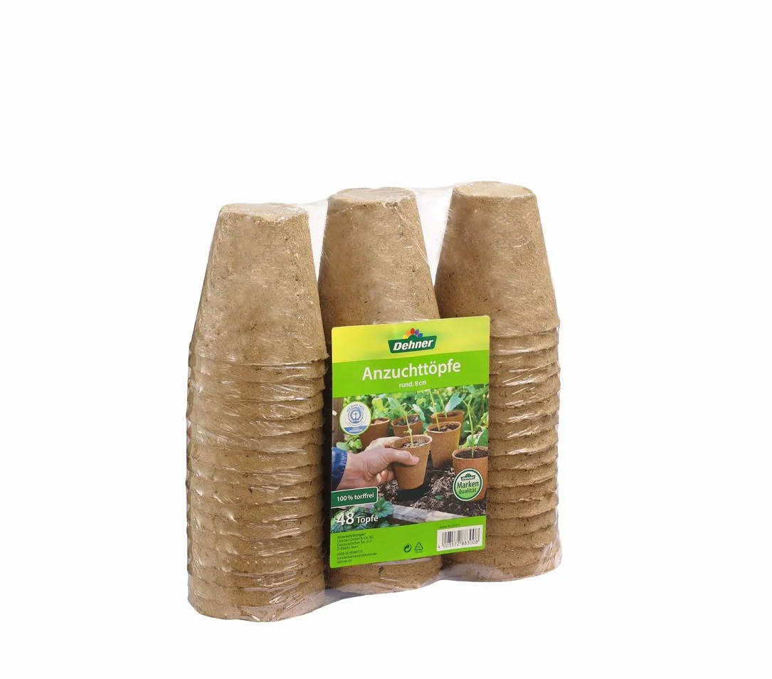 Dehner Doniczki do uprawy roślin 8 cm 9 cm 48 sztuk celuloza