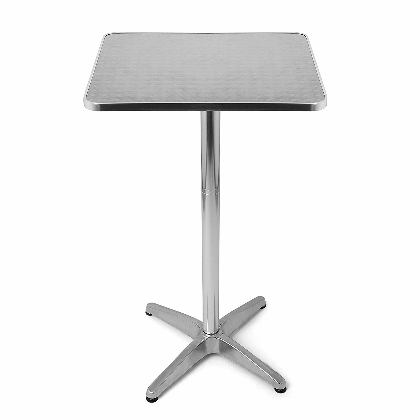 Aluminiowy stół barowy 60x60 cm regulowana wysokość 70/110 cm blat stal nierdzewna
