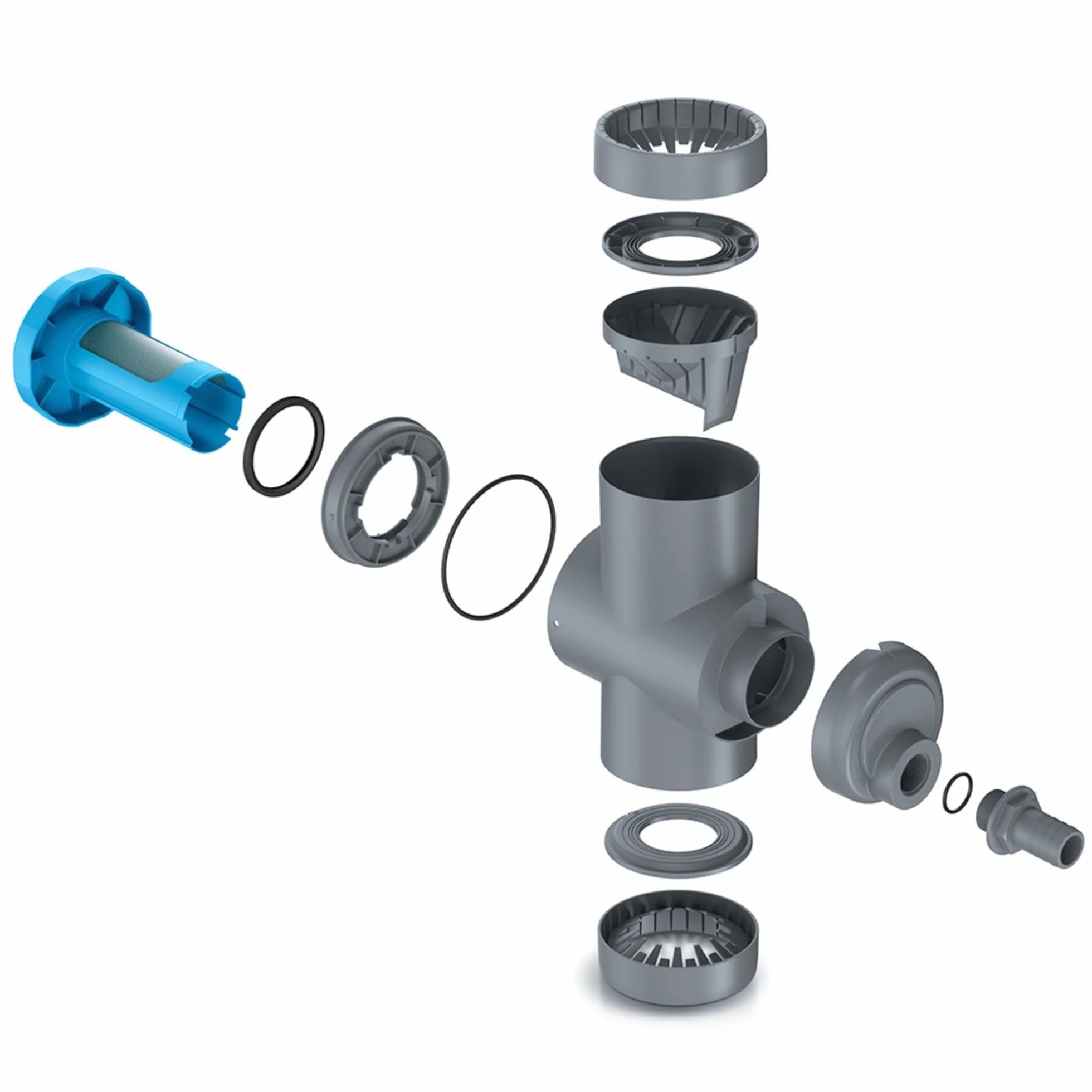 YourCasa Downpipe70 Kolektor na deszczówkę, 68-110 mm, zawór odcinający i filtr metalowy, do łączenia rury spustowej i zbiornika na deszczówkę, zbieracz wody deszczowej