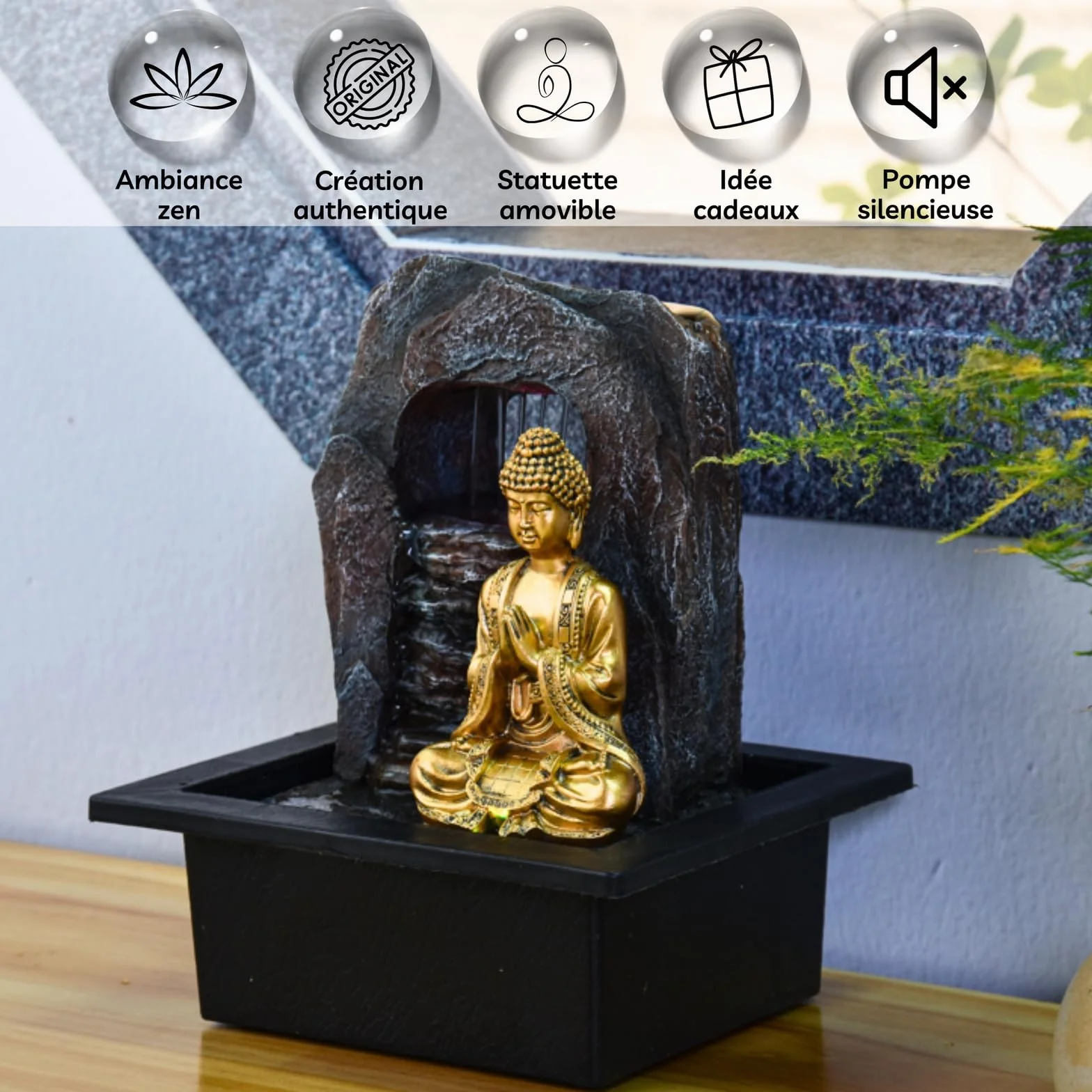 Zen'Light Zen Dao fontanna, żywica syntetyczna, brąz, 21 x 17 x 25 cm