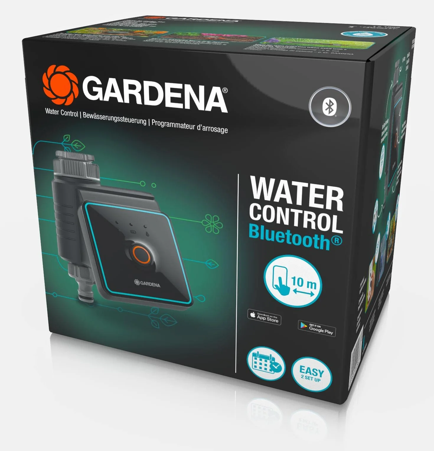 Gardena sterownik nawadniania za pomocą aplikacji Bluetooth®: Autom. nawadnianie ogrodu i balkonu, konfig. za pomocą aplikacji, cykle nawadniania w 3 harmonogramach, zasięg 10 m (01889-20)