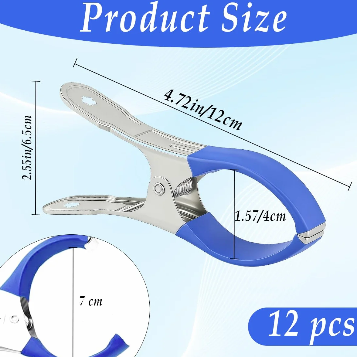 MQIAN 12 sztuk dużych klamerek do plandeki basenowej, klamry do plandeki basenowej, metalowe klamry do osłony basenu, zestaw do mocowania plandeki basenowej, zaciski sprężynowe do plandeki basenowej