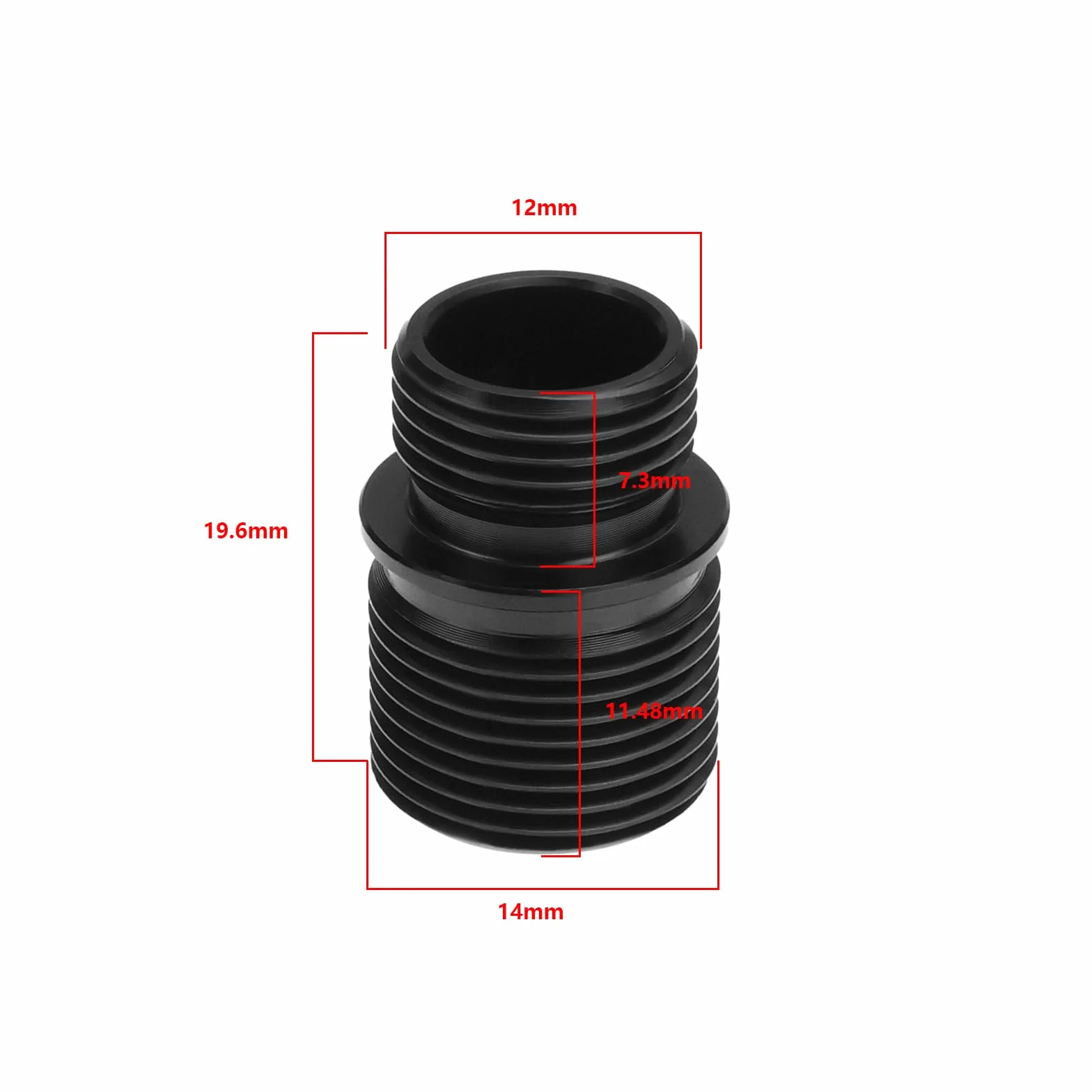 2 szt. tuleja adaptera przeciwzębnego 12 mm CCW męski na 14 mm CCW męski konwerter gwintu akcesoria zewnętrzny adapter rurowy