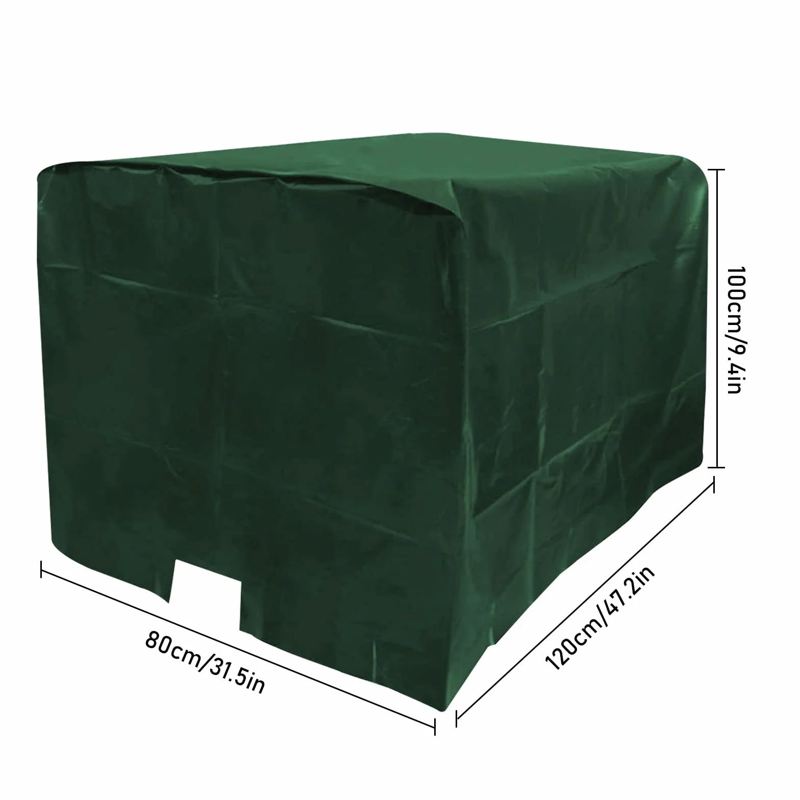 IBC Pokrowiec na zbiornik, plandeka na zbiornik na wodę 600 l / 800 l / 1000 l, plandeka ochronna na zbiornik na wodę deszczową IBC (zielona, 120 x 80 x 100 cm)