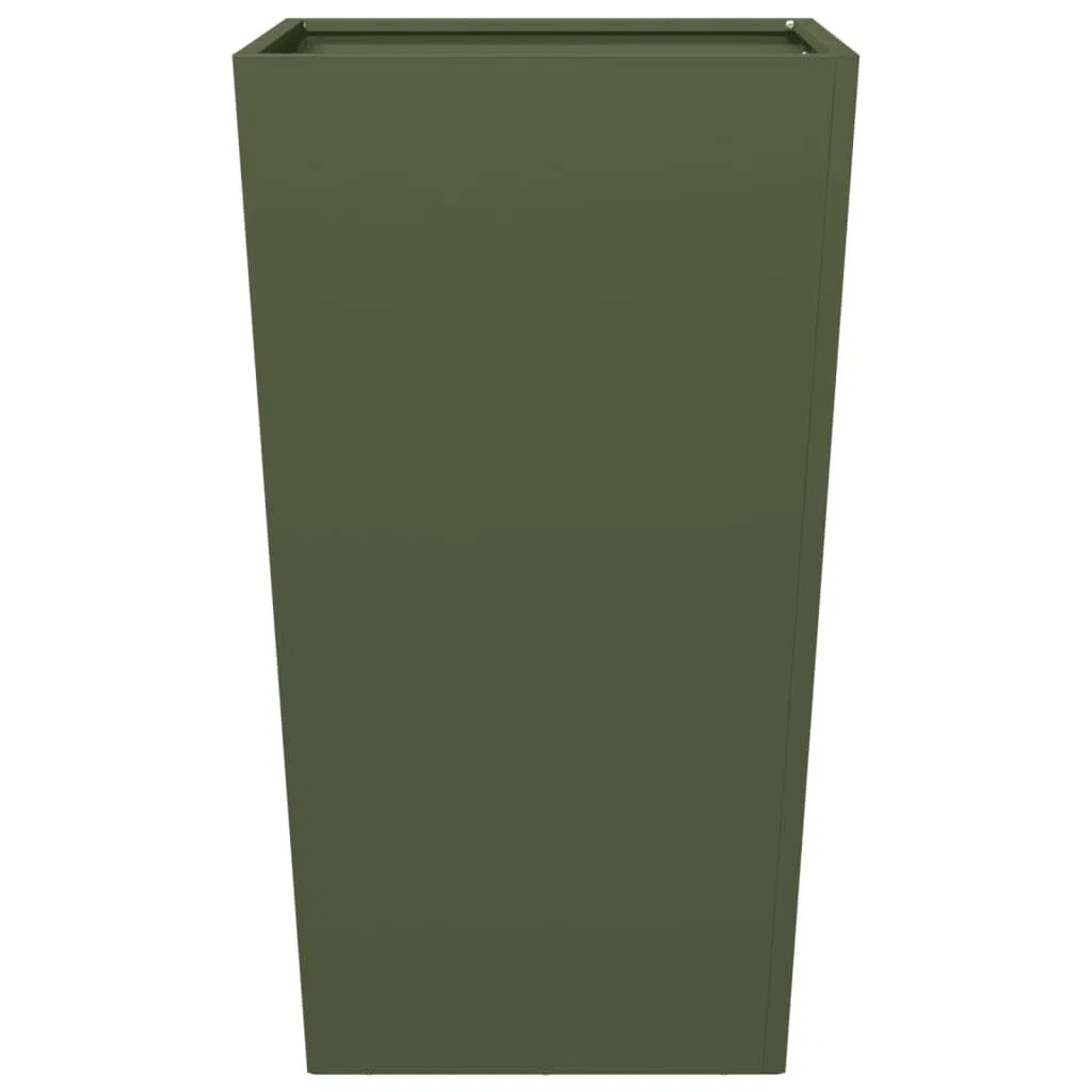 Donice ogrodowe 2 sztuki oliwkowa zieleń 45x45x75 cm stal ocynkowana na zewnątrz duże pojemniki na rośliny kwiaty warzywa z dnem montaż balkon patio taras