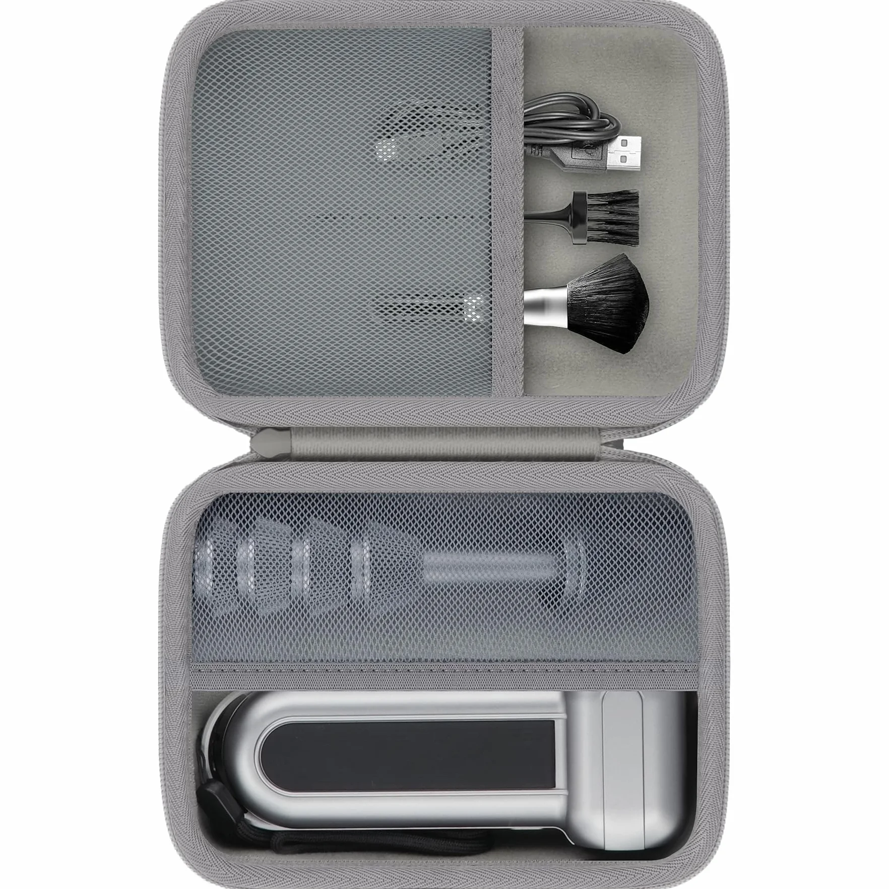 Khanka Do WOLFBOX MF100 MF50 Elektryczny Odkurzacz Powietrza i Dmuchawa Powietrza Twarde etui, torba z kieszenią z siatki na akcesoria WOLFBOX MF100 MF50, pojedyncze etui, Szary, Klasyczny