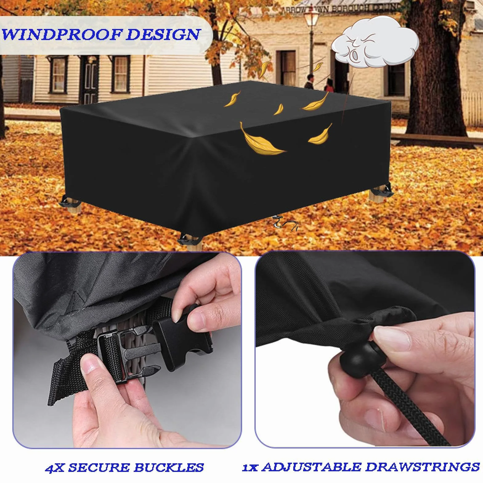 Pokrowce na meble ogrodowe 330x200x90 cm Oxford 420D wodoodporne anty-UV rattanowe