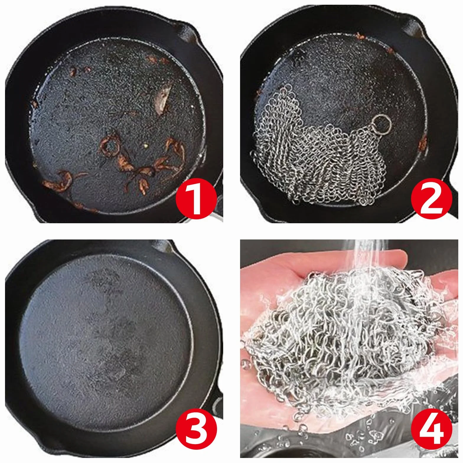 Czyściki żeliwne ze stali nierdzewnej z plastikowym skrobaczem do grilla i haczykami