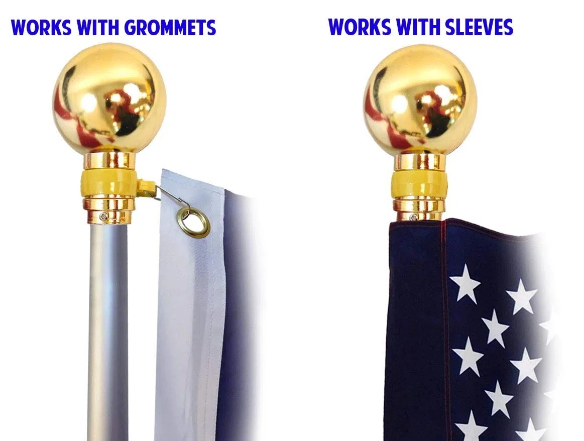 Flags Imp aluminiowy maszt 2,4 m w kolorze srebrnym z dekoracyjną kulą.