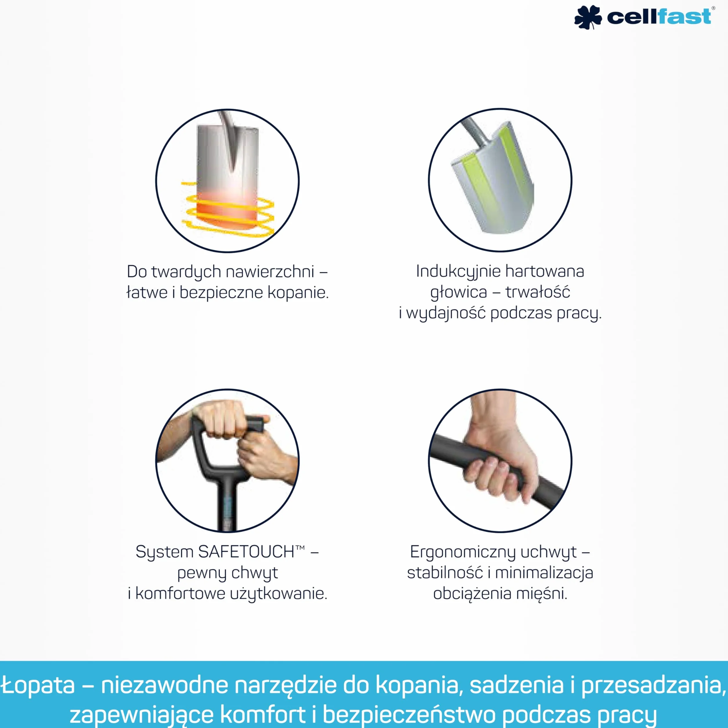 Cellfast Szpadel Ogrodowy Prosty Energo ze Stali Borowej 123x20 cm