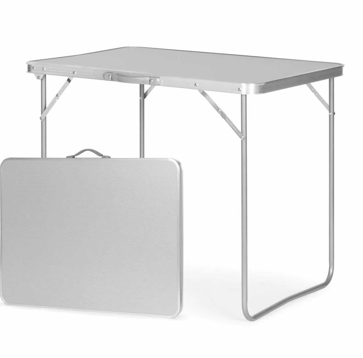 Stolik turystyczny składany 80x60x70 cm srebrny