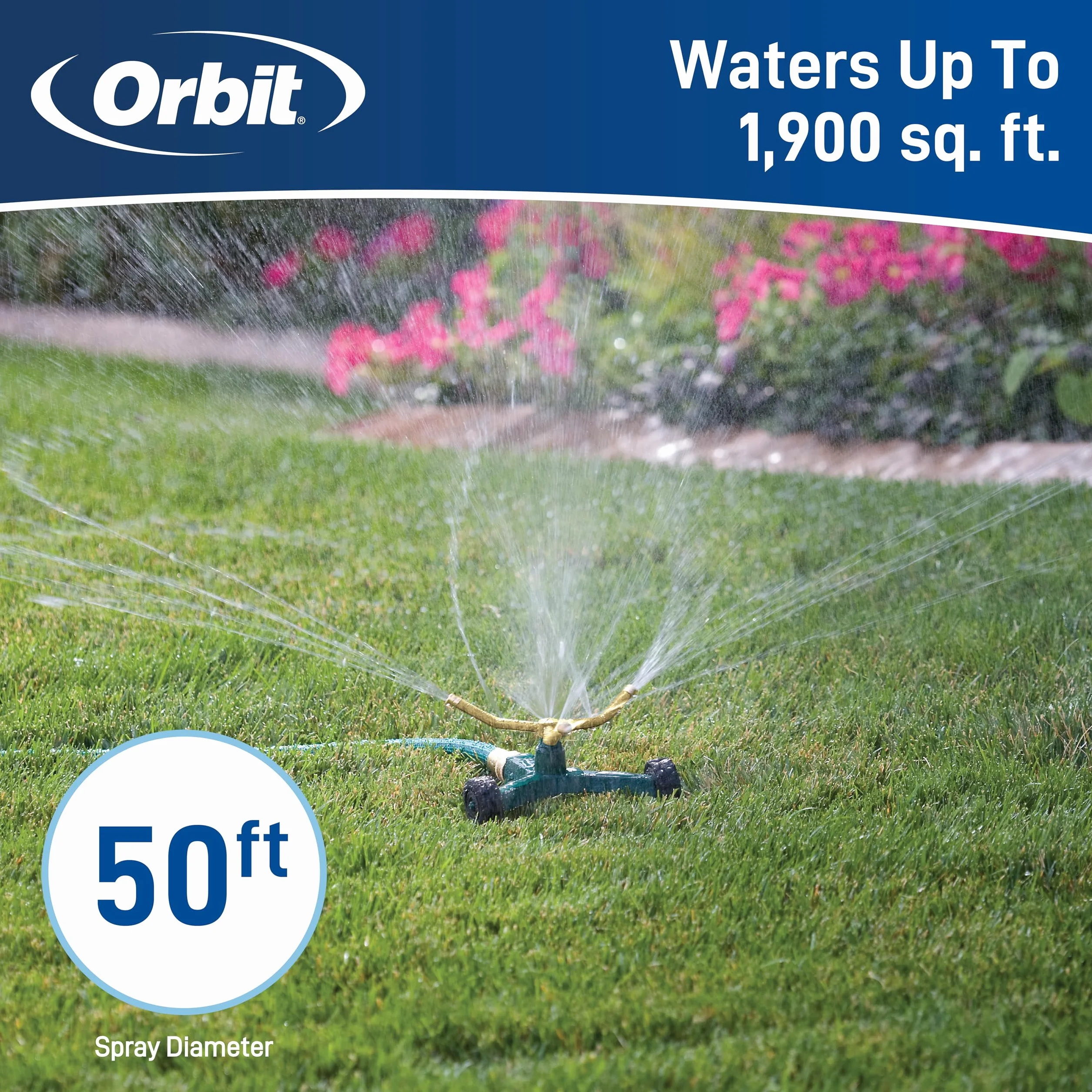 Orbit 58257N Metal 3-Arm Sprinkler with Wheeled Base