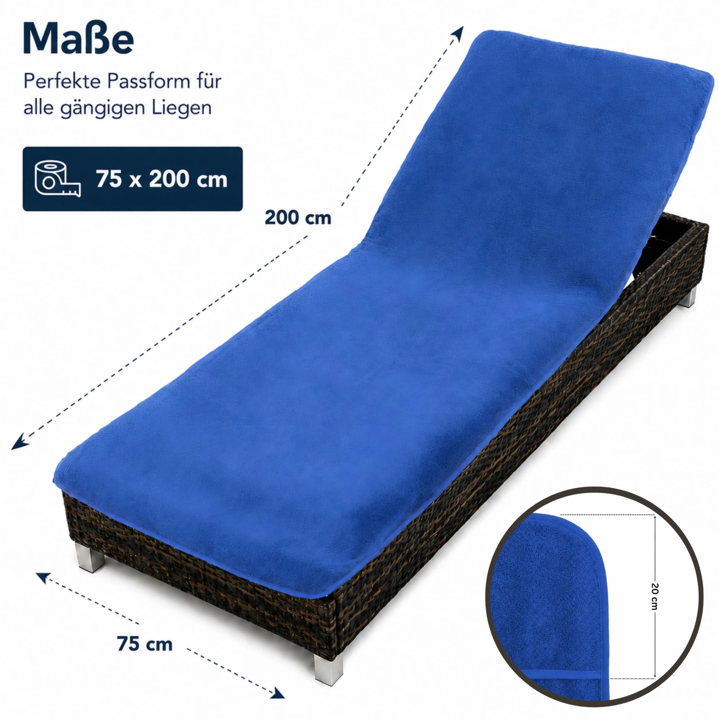 Brandsseller Pokrowiec ochronny na leżak ogrodowy 75 x 200 cm niebieski