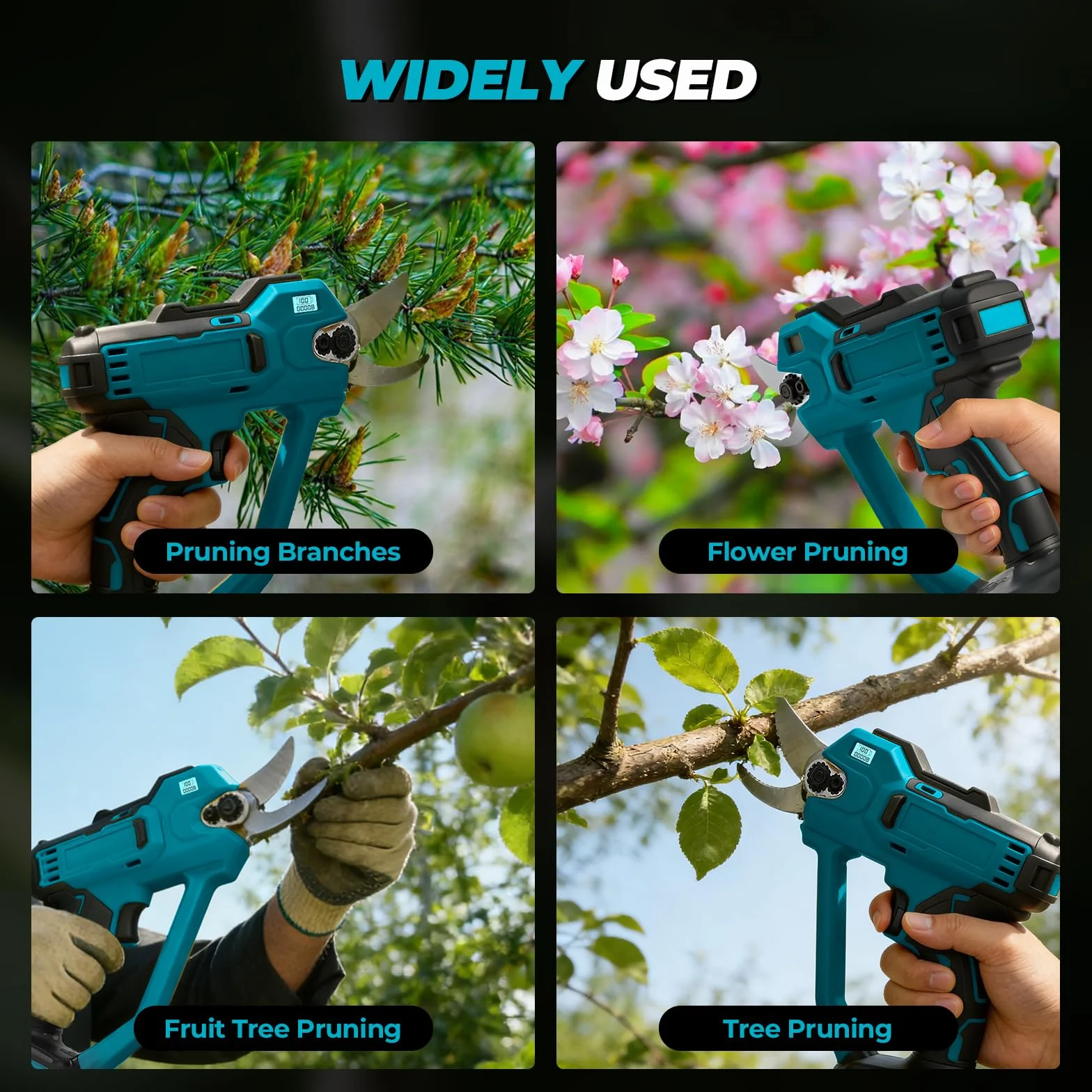 Akumulatorowe nożyce do gałęzi Makita 18 V, maks. 35 mm, 1000 W, bezszczotkowy silnik, nożyce do gałęzi, nożyce ogrodowe z licznikiem cięcia LCD, wyłącznik bezpieczeństwa dla ogrodników, hodowców