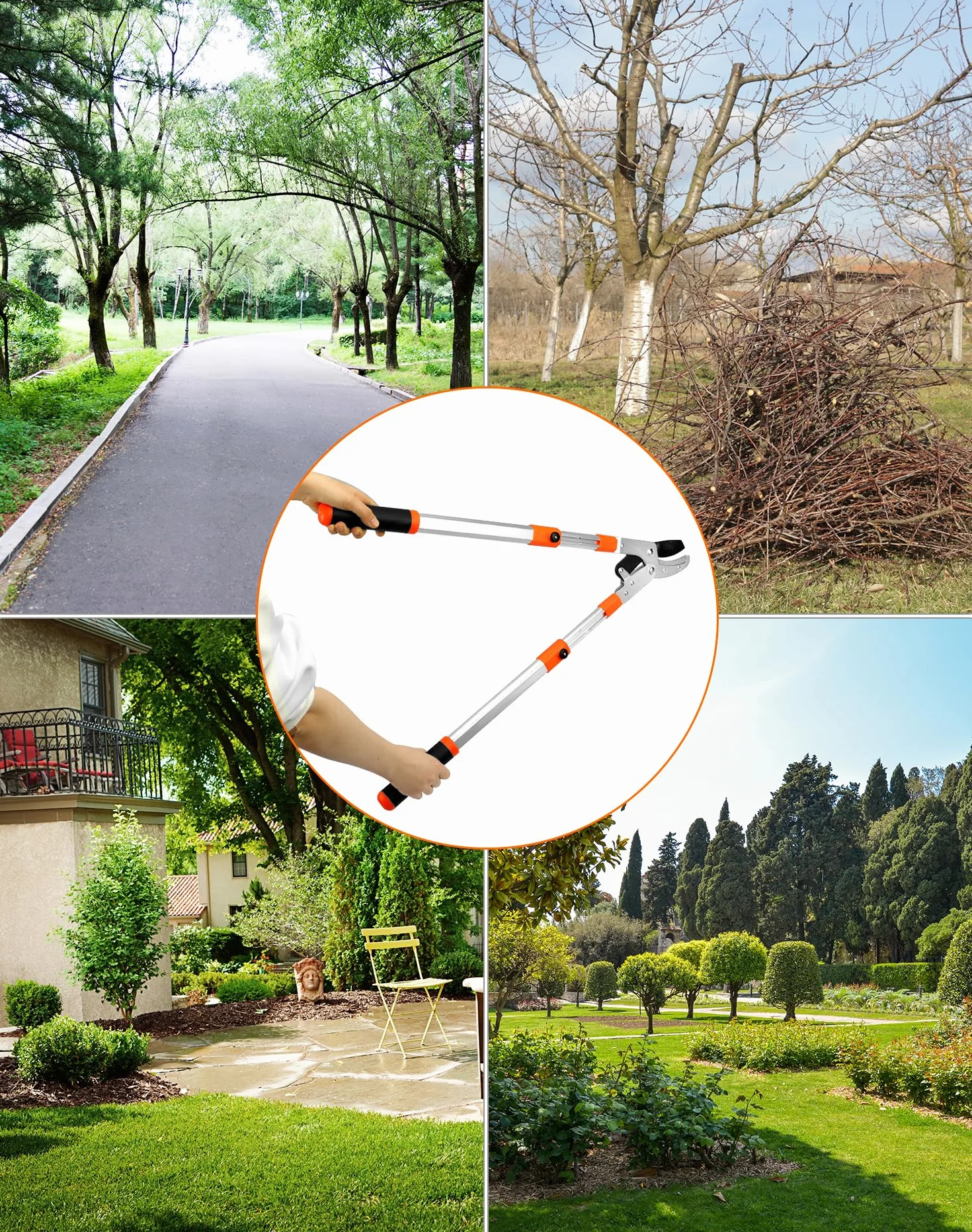QWORK Teleskopowe nożyce do przycinania 66-103CM stal stopowa SK5