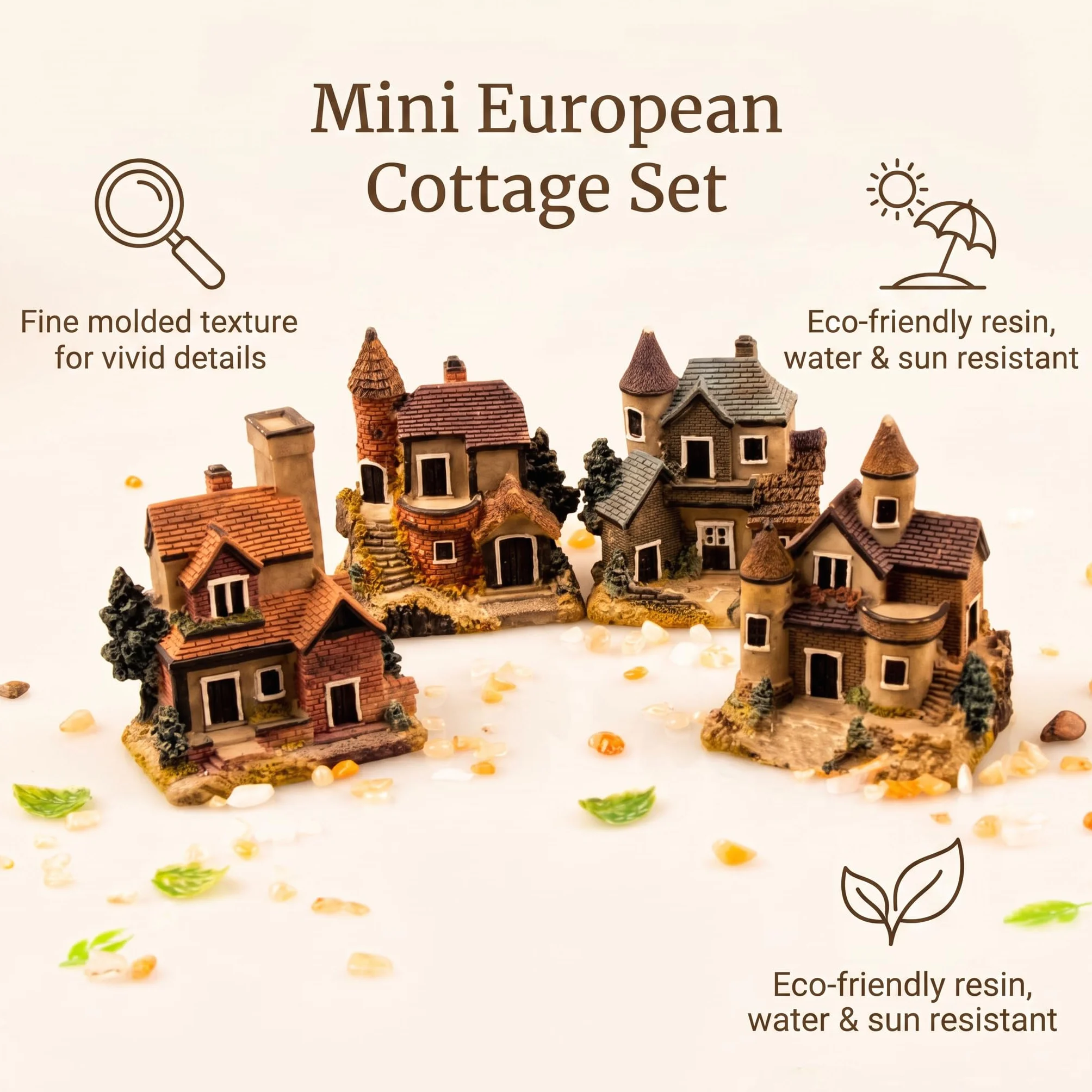 4 szt. miniaturowy dom bajka ogrodnictwo mikro krajobraz wioska kamień dom bonsai terrarium rzemiosło ozdoby akcesoria dekoracja domu żywica