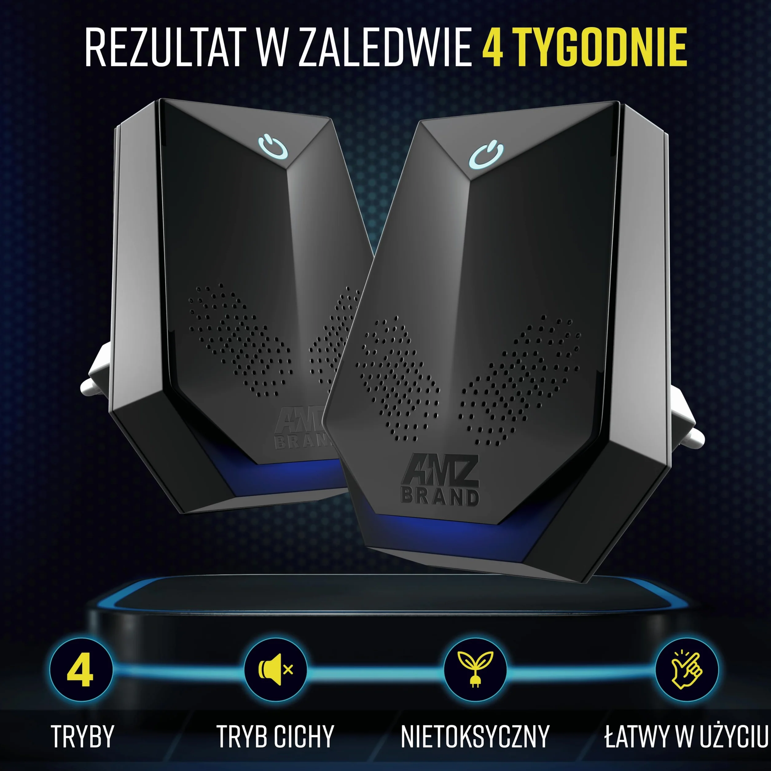 AMZ BRAND Ultradźwiękowy Odstraszacz Myszy 2 Pakiet - 4 Tryby Pracy - Tryb Cichy - Bez Promieniowania